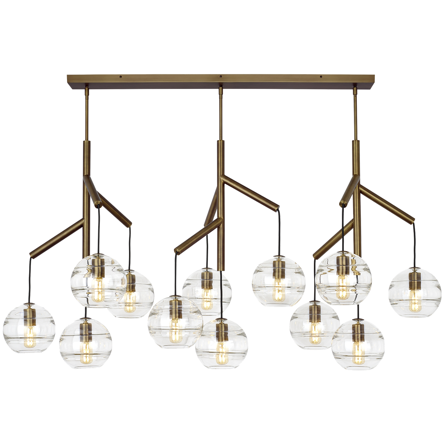 Sedona Triple Chandelier Triple Clear Aged Brass 2700K 90 CRI t14 led 90 cri 2700k 120v (t20/t24)