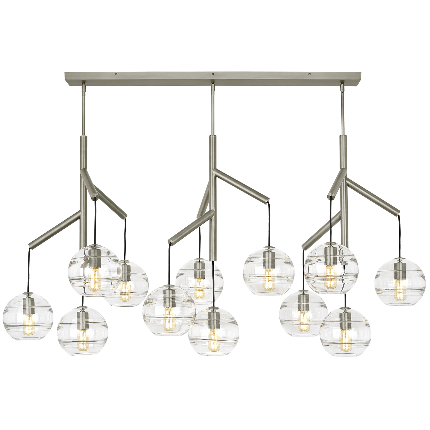 Sedona Triple Chandelier Triple Clear Satin Nickel T14 LED 2700K 90 CRI 120V