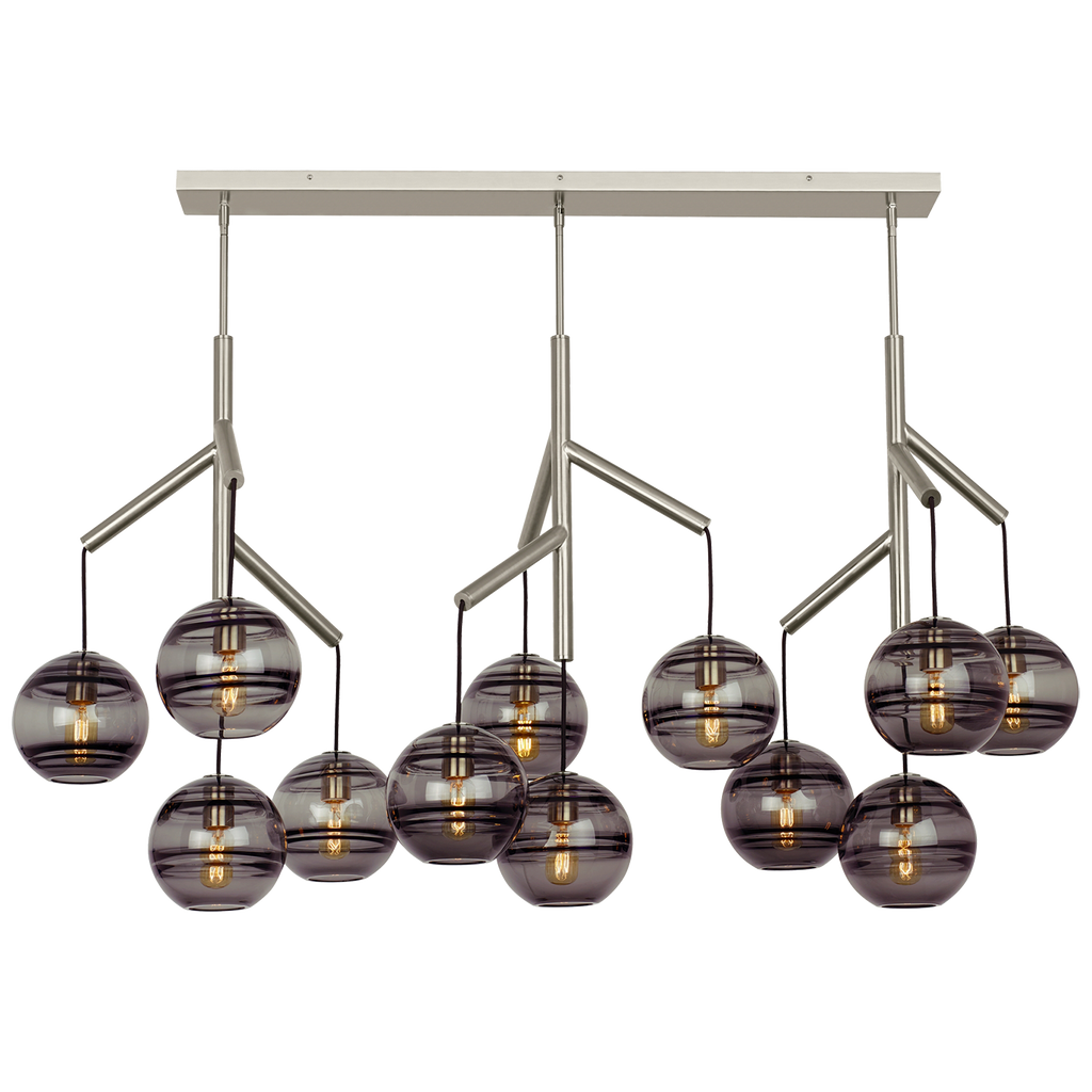 Sedona Triple Chandelier Triple Transparent Smoke Satin Nickel 2700K 90 CRI t14 led 90 cri 2700k 120v (t20/t24)