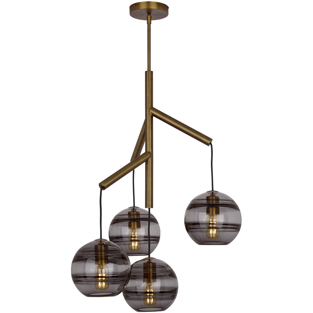 Sedona Single Chandelier Single Transparent Smoke Aged Brass T14 LED 2700K 90 CRI 120V