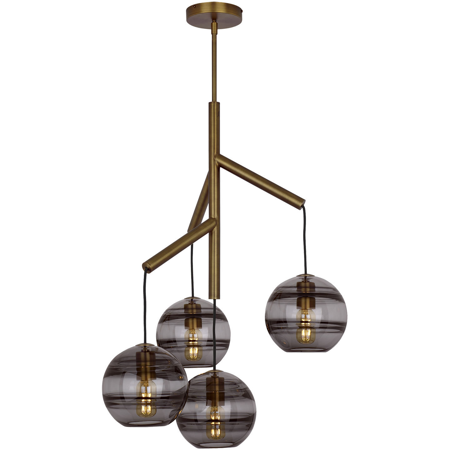 Sedona Single Chandelier Single Transparent Smoke Aged Brass T14 LED 2700K 90 CRI 120V