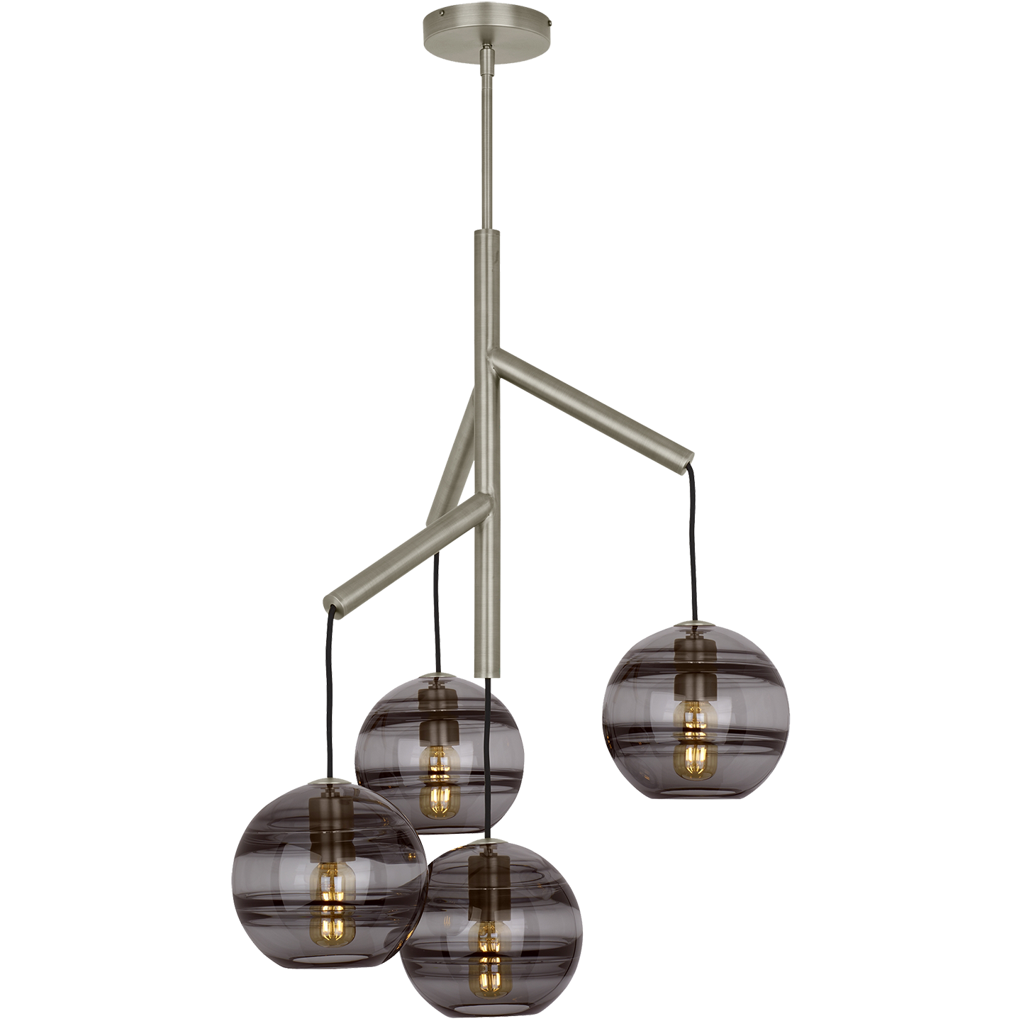 Sedona Single Chandelier Single Transparent Smoke Satin Nickel Bulb Not Included