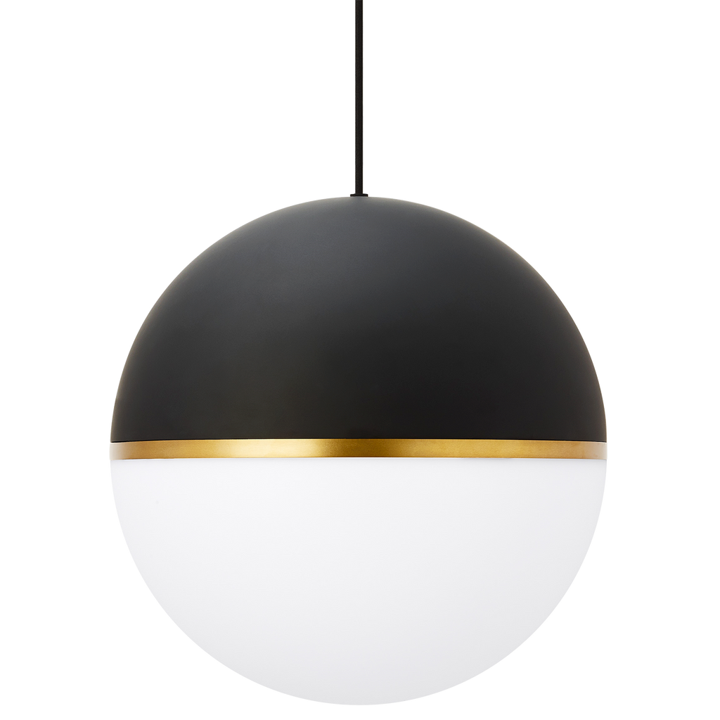 Akova Grande Pendant Matte Black/Aged Brass 2700K 90 CRI med. base a21 led 90cri 2700k 120v