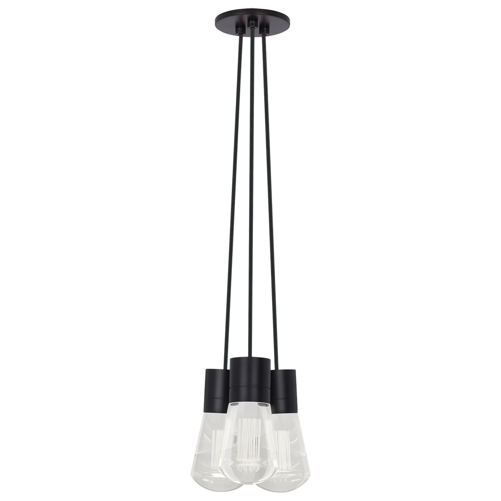 Alva Pendant 3-LITE Chandelier Black Cord Black 3000K-2200K 90 CRI LED warm color dimming 3000-2200k 120v (t24)