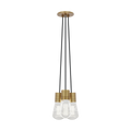 Alva Pendant 3-LITE Chandelier Black Cord Natural Brass 3000K-2200K 90 CRI LED warm color dimming 3000-2200k 120v (t24)
