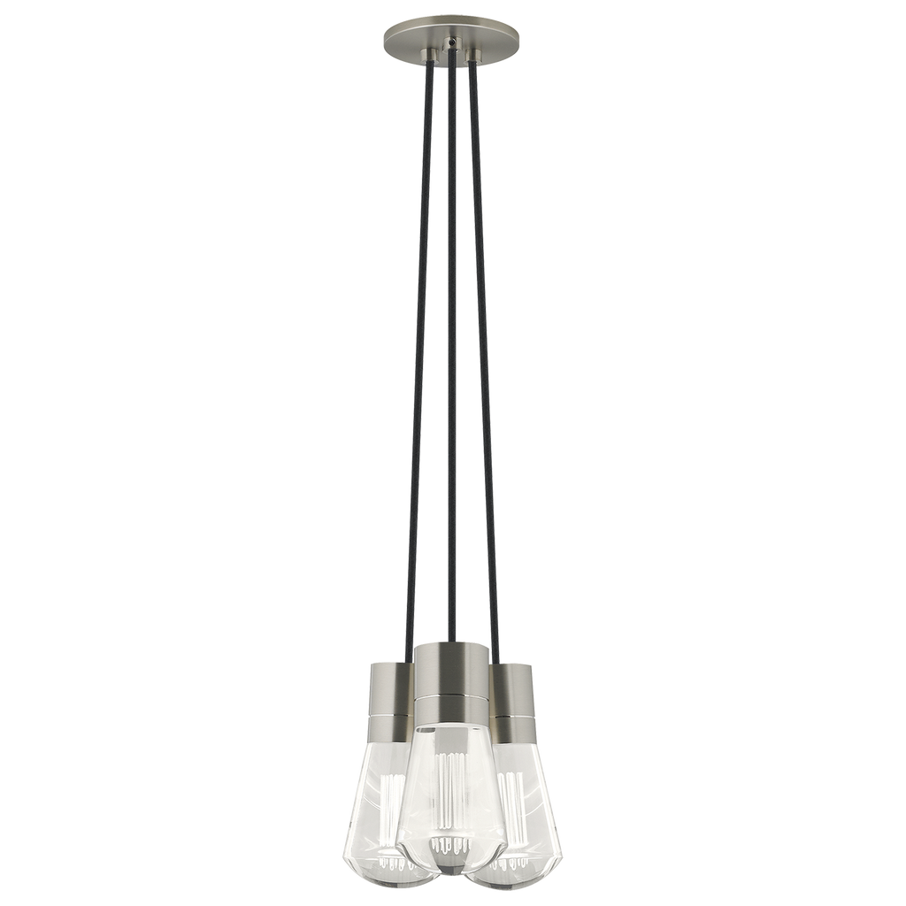 Alva Pendant 3-LITE CHANDELIER Black Cord Satin Nickel 3000K-2200K 90 CRI led 90 cri warm color dimming 3000-2200k 120v (t24)