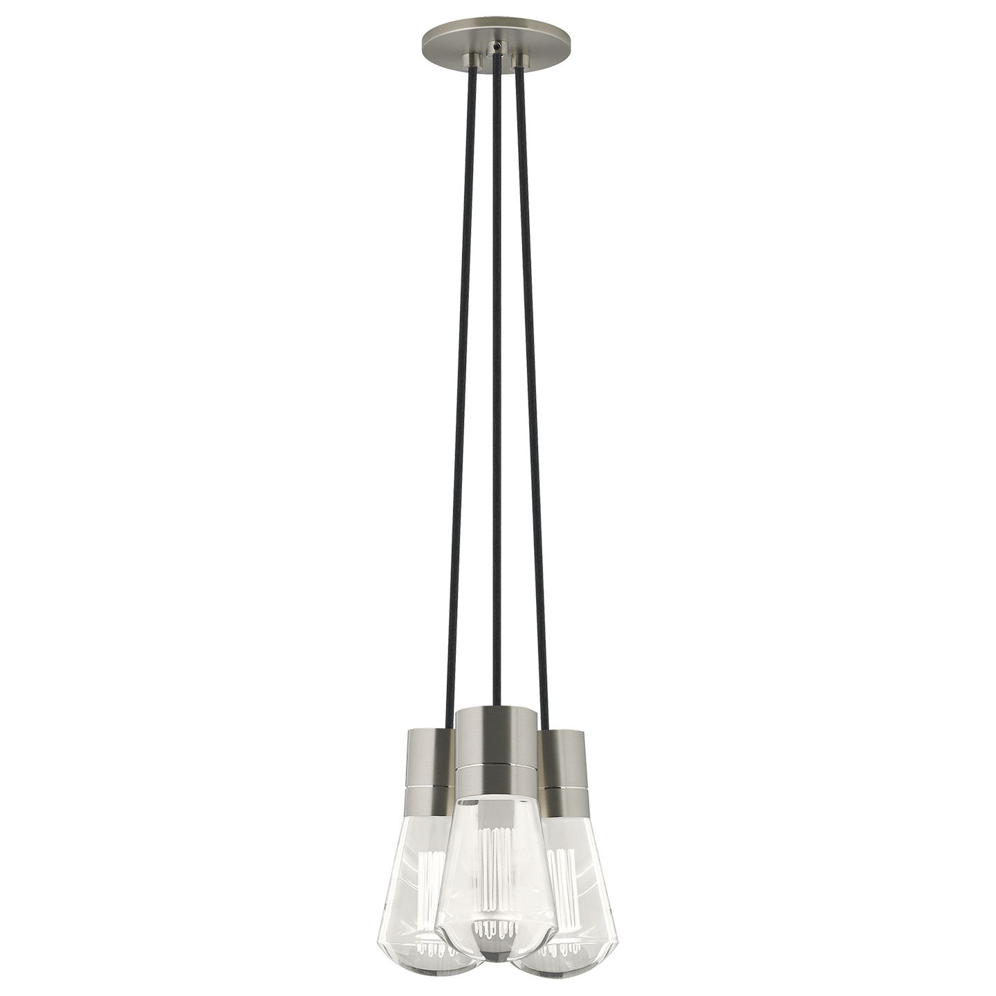 Alva Pendant 3-LITE CHANDELIER Black Cord Satin Nickel 3000K-2200K 90 CRI led 90 cri warm color dimming 3000-2200k 120v (t24)
