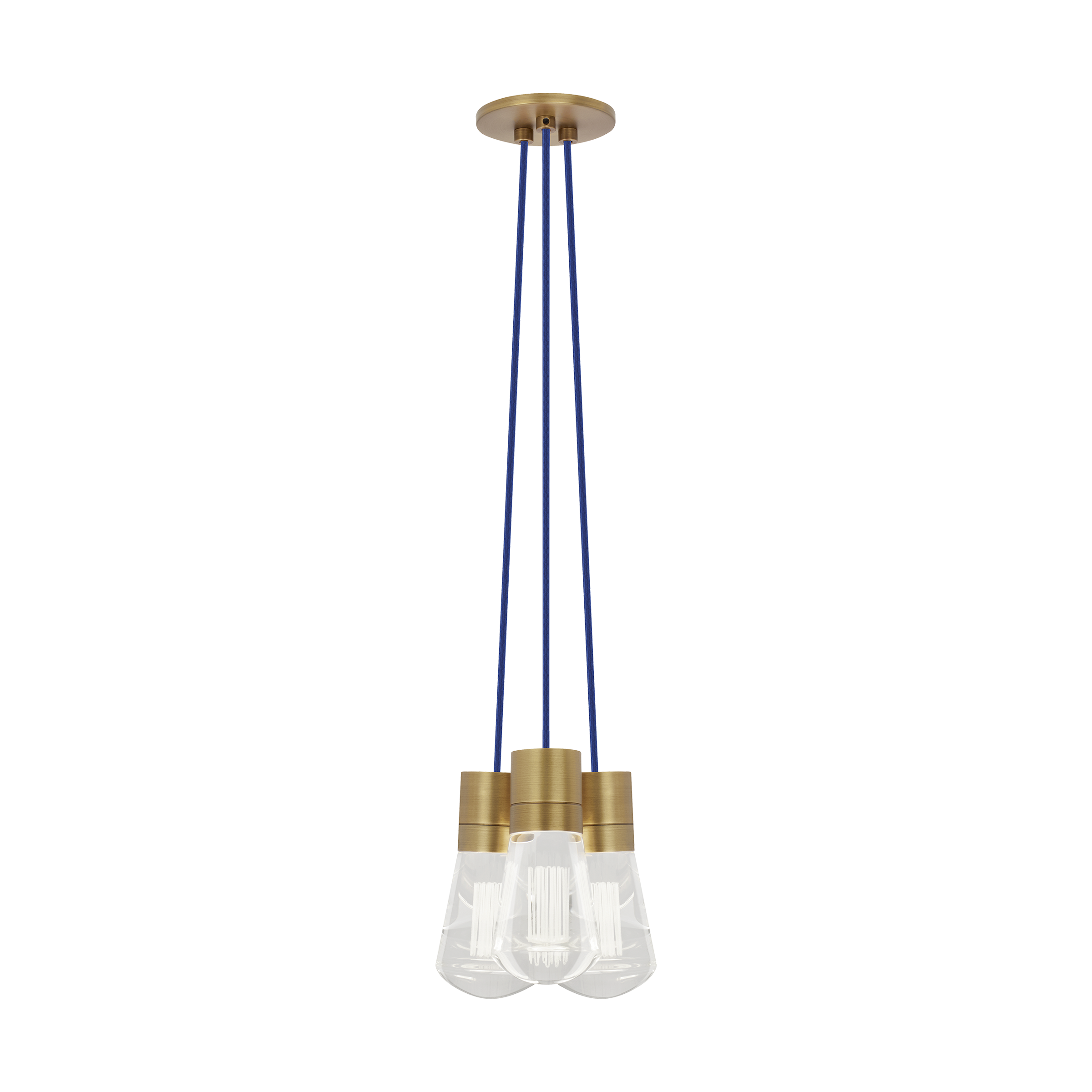 Alva Pendant 3-LITE Chandelier Blue Natural Brass 3000K 90 CRI LED 3000k 120v (t24)