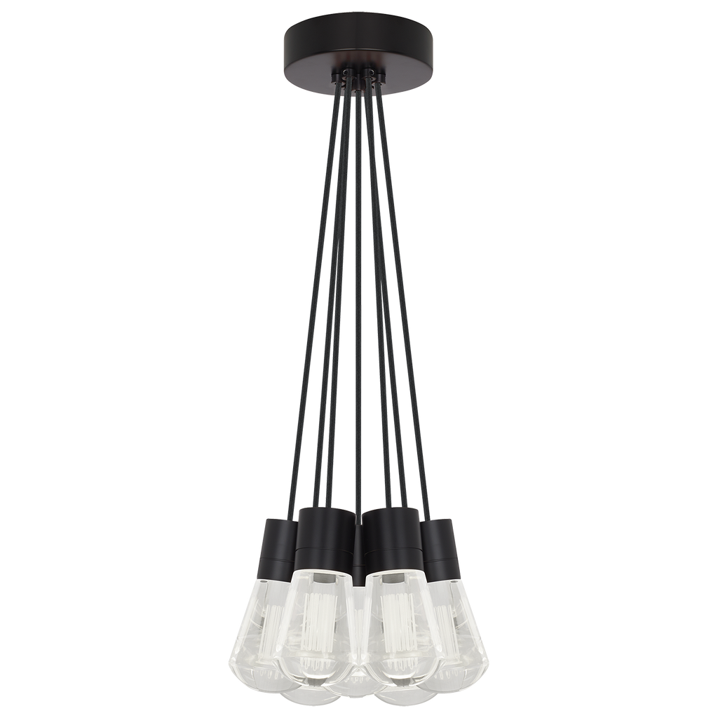 Alva Pendant 7-LITE CHANDELIER Black Cord Black 3000K-2200K 90 CRI led 90 cri warm color dimming 3000-2200k 120v (t24)