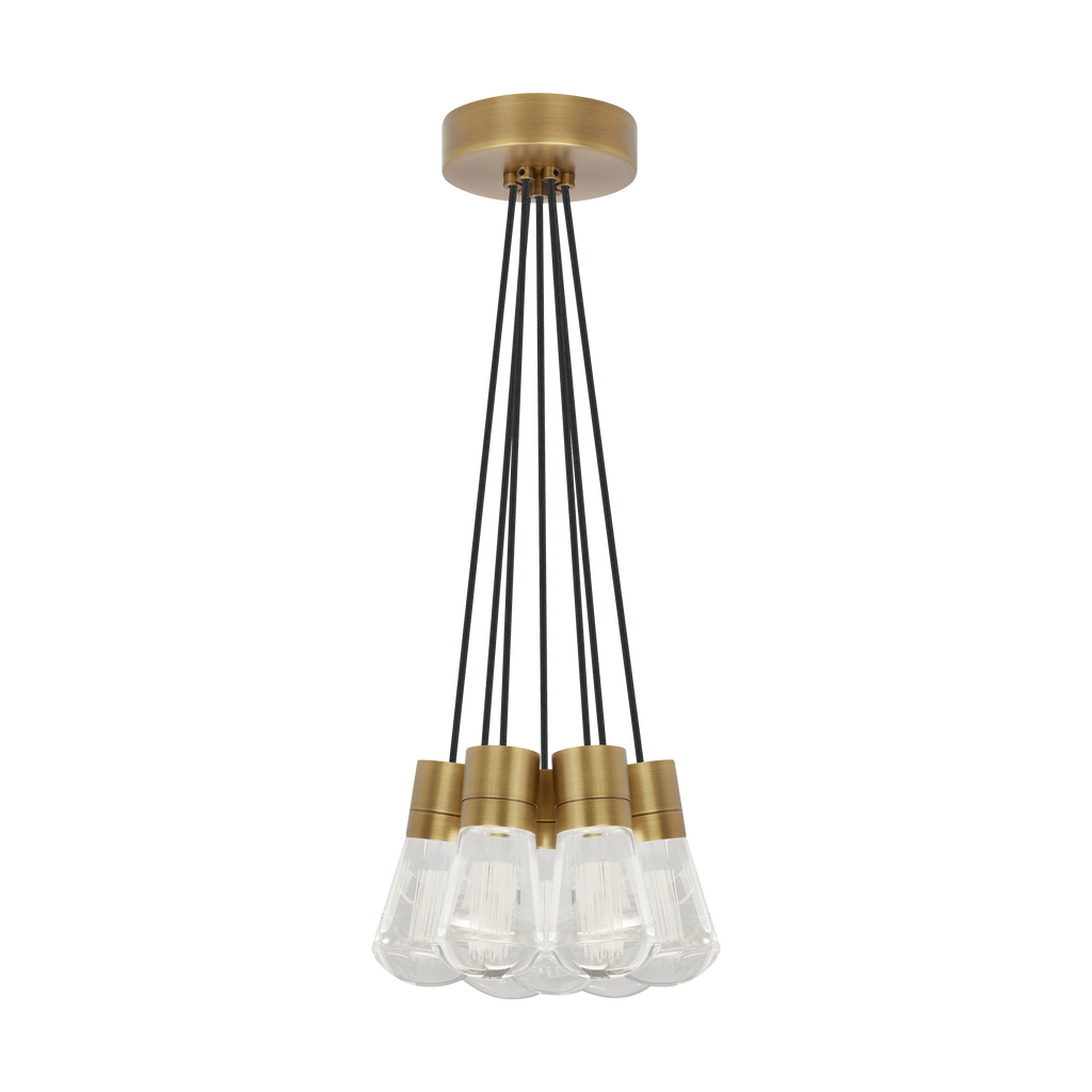 Alva Pendant 7-LITE CHANDELIER Black Cord Natural Brass 3000K-2200K 90 CRI led 90 cri warm color dimming 3000-2200k 120v (t24)
