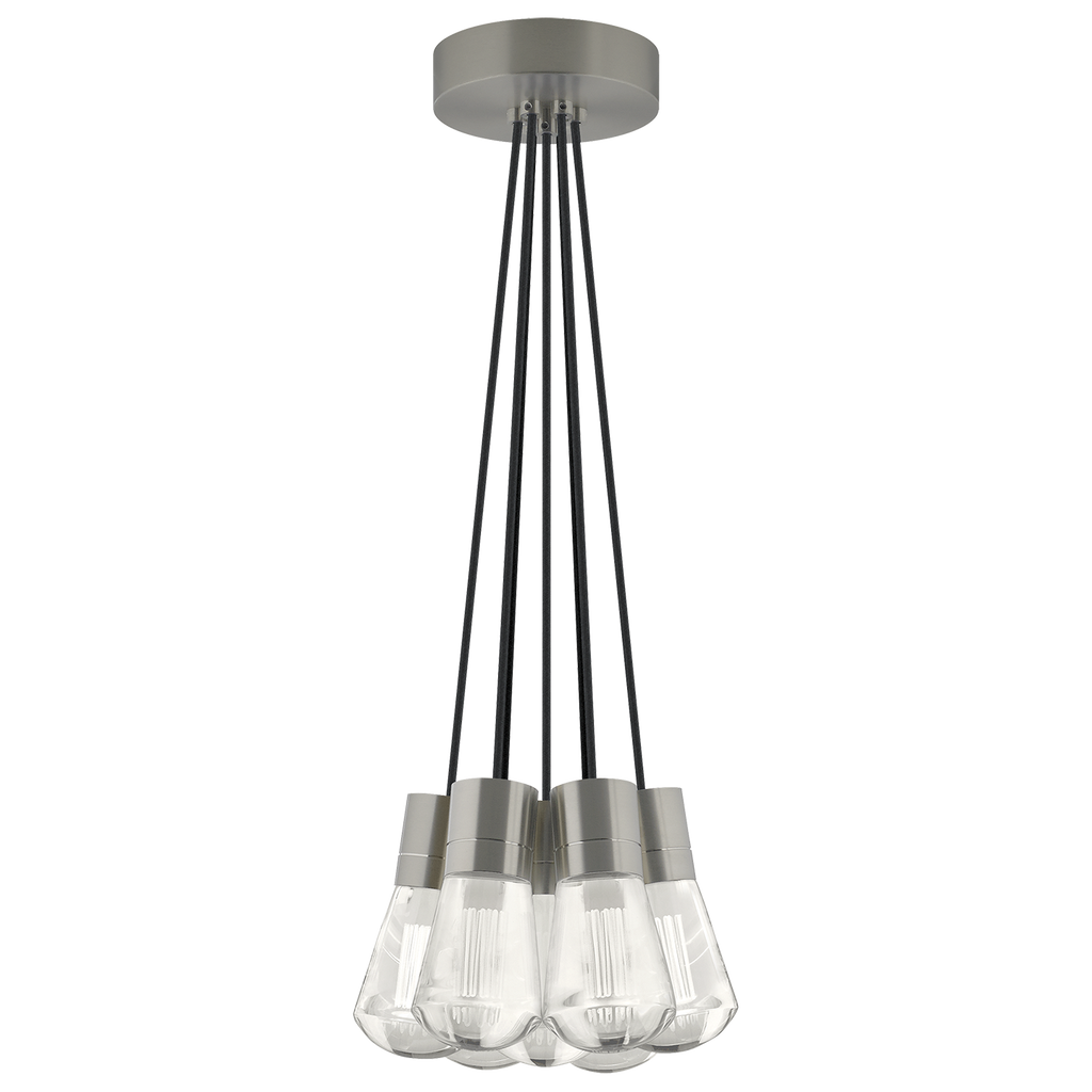 Alva Pendant 7-LITE CHANDELIER Black Cord Satin Nickel 3000K-2200K 90 CRI led 90 cri warm color dimming 3000-2200k 120v (t24)
