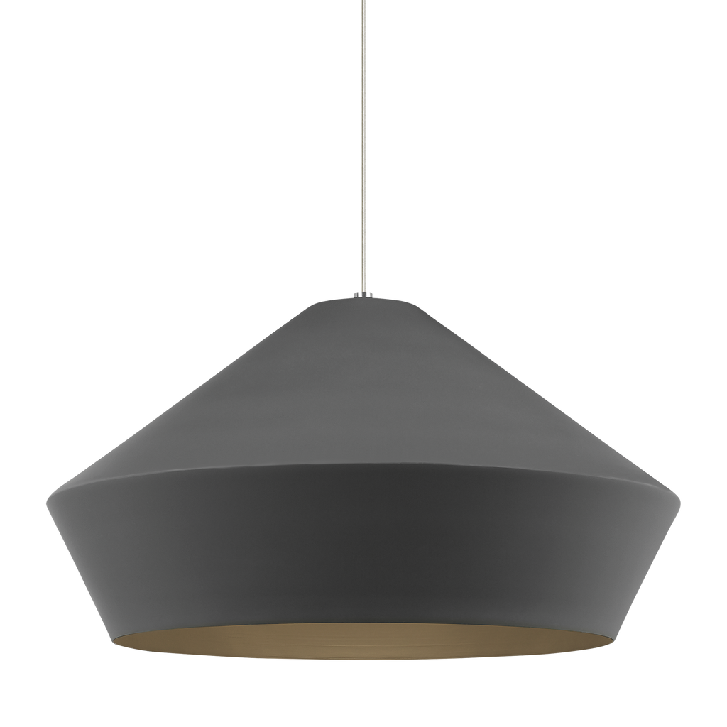 Brummel Grande Pendant | Satin Nickel | Charcoal Gray Bulb(s) Not Included