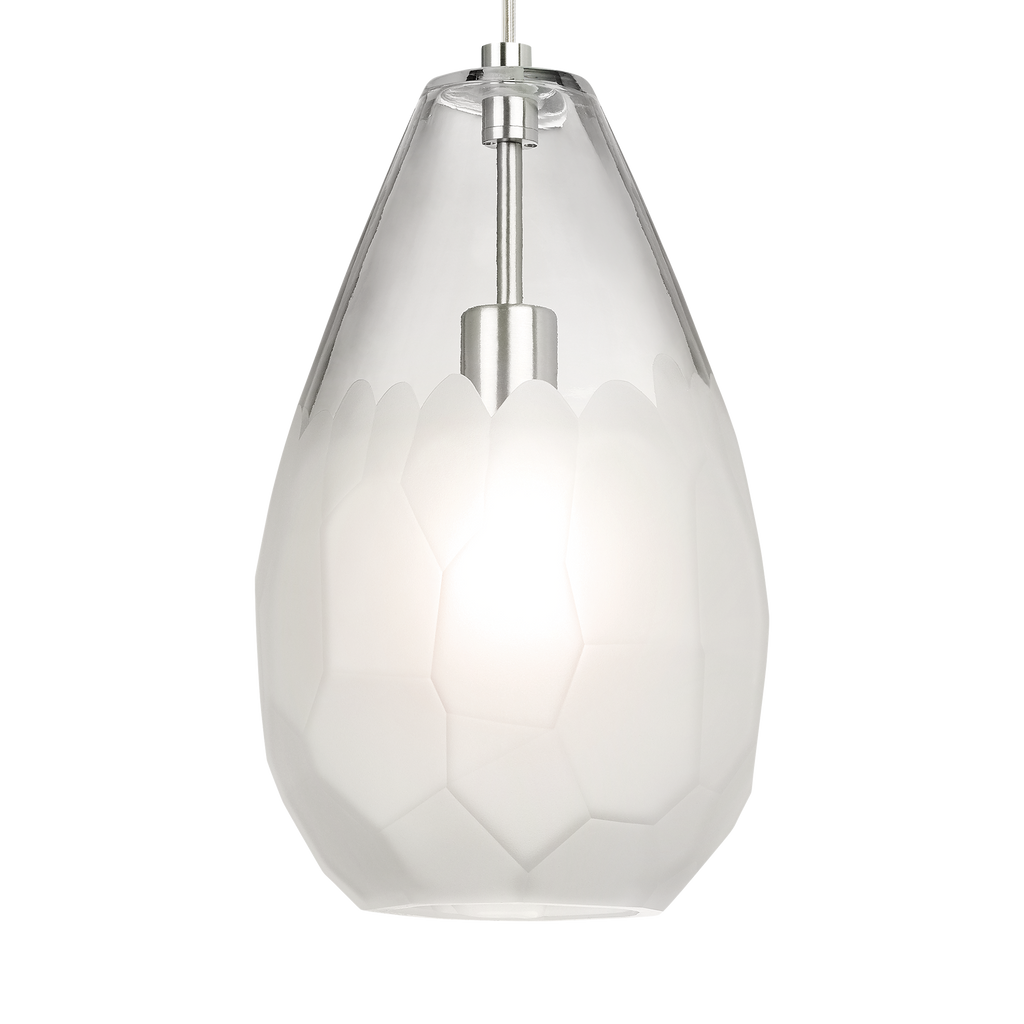 Briolette Grande Pendant Frost Satin Nickel Bulb Not Included
