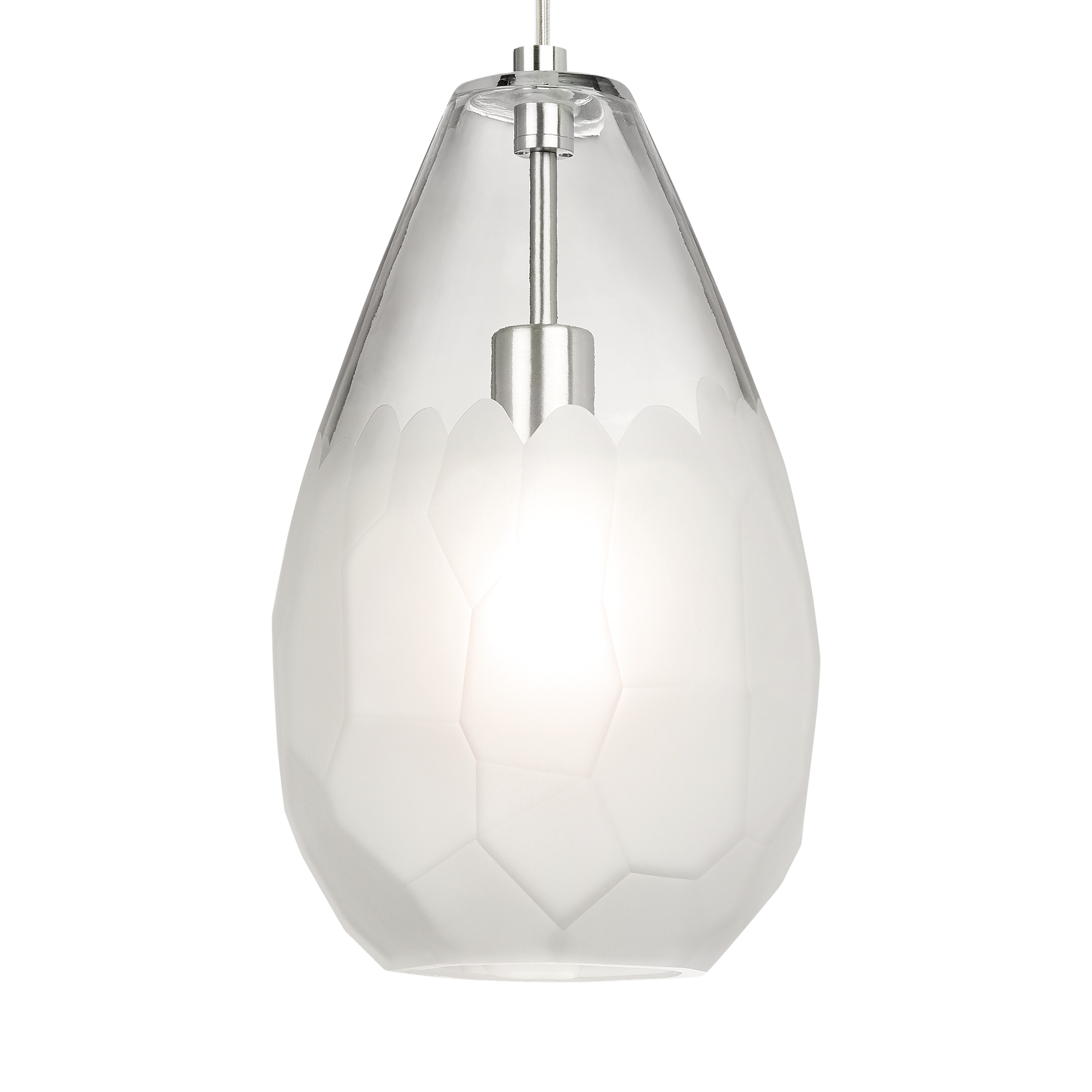 Briolette Grande Pendant Frost Satin Nickel Bulb Not Included