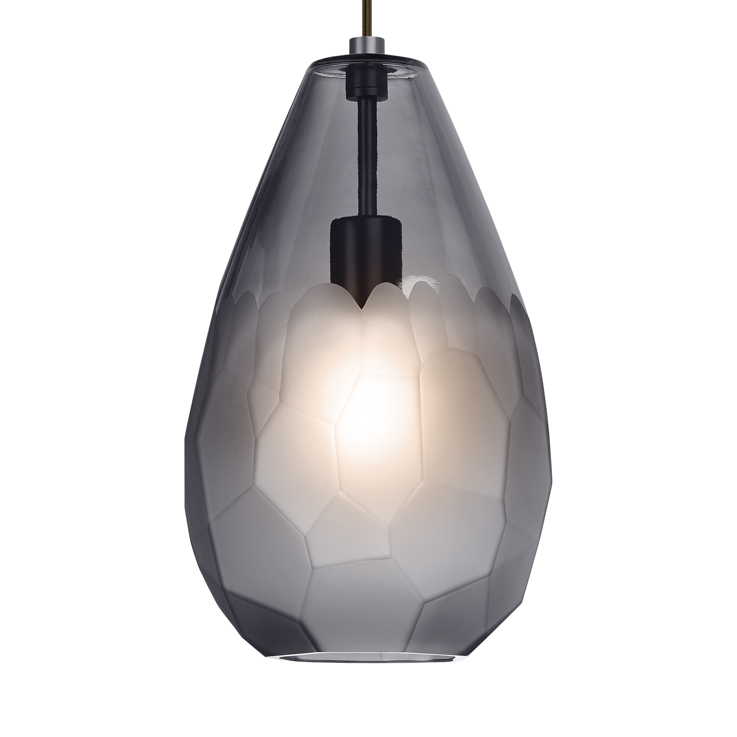 Briolette Grande Pendant | Smoke Satin Nickel Bulb Not Included