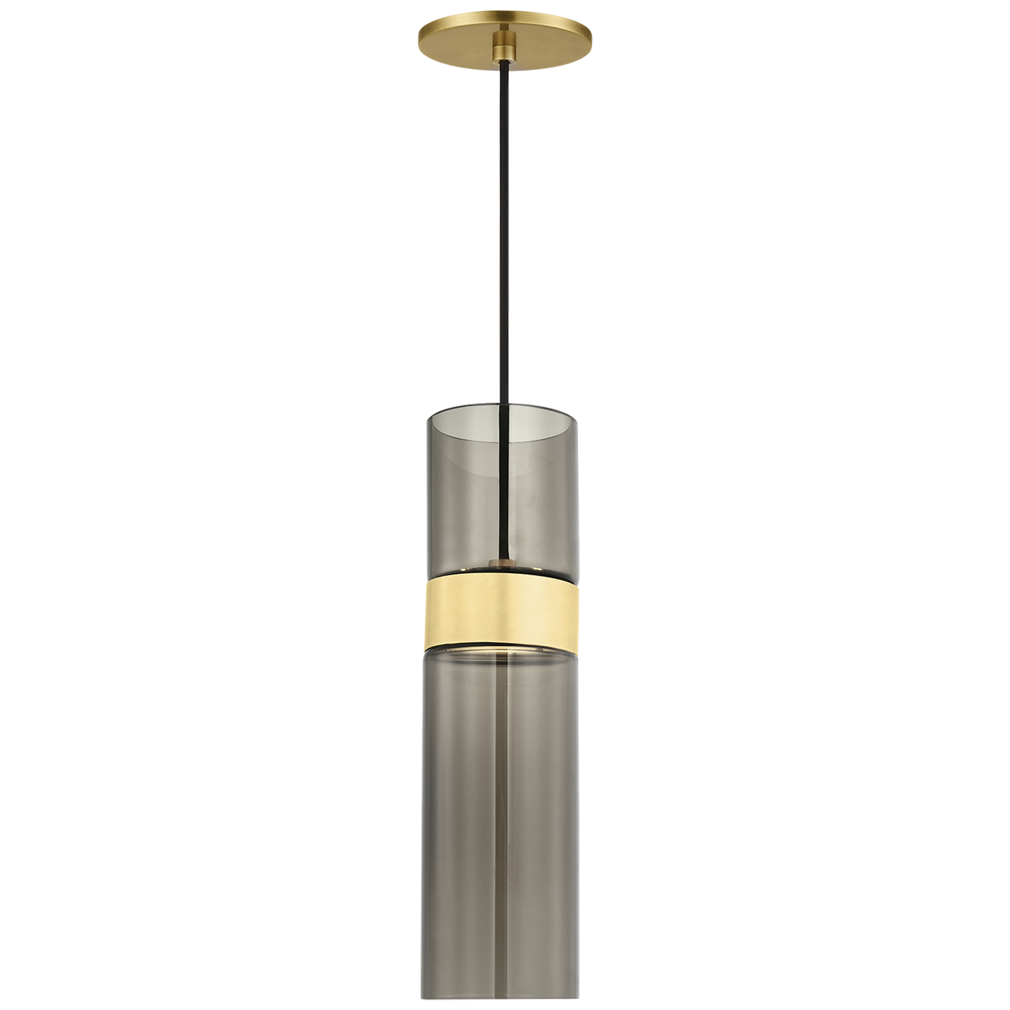 Manette Medium Pendant Transparent Smoke Glass natural brass 3000K 90 CRI integrated led 90 cri 3000k 120v