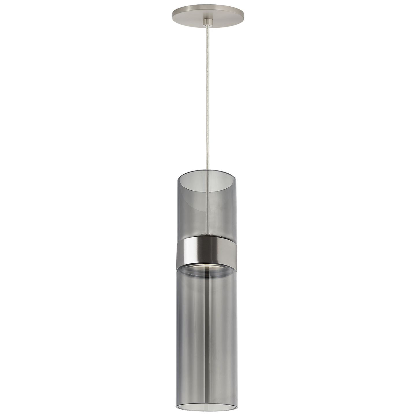 Manette Medium Pendant Transparent Smoke Glass satin nickel 3000K 90 CRI integrated led 90 cri 3000k 120v