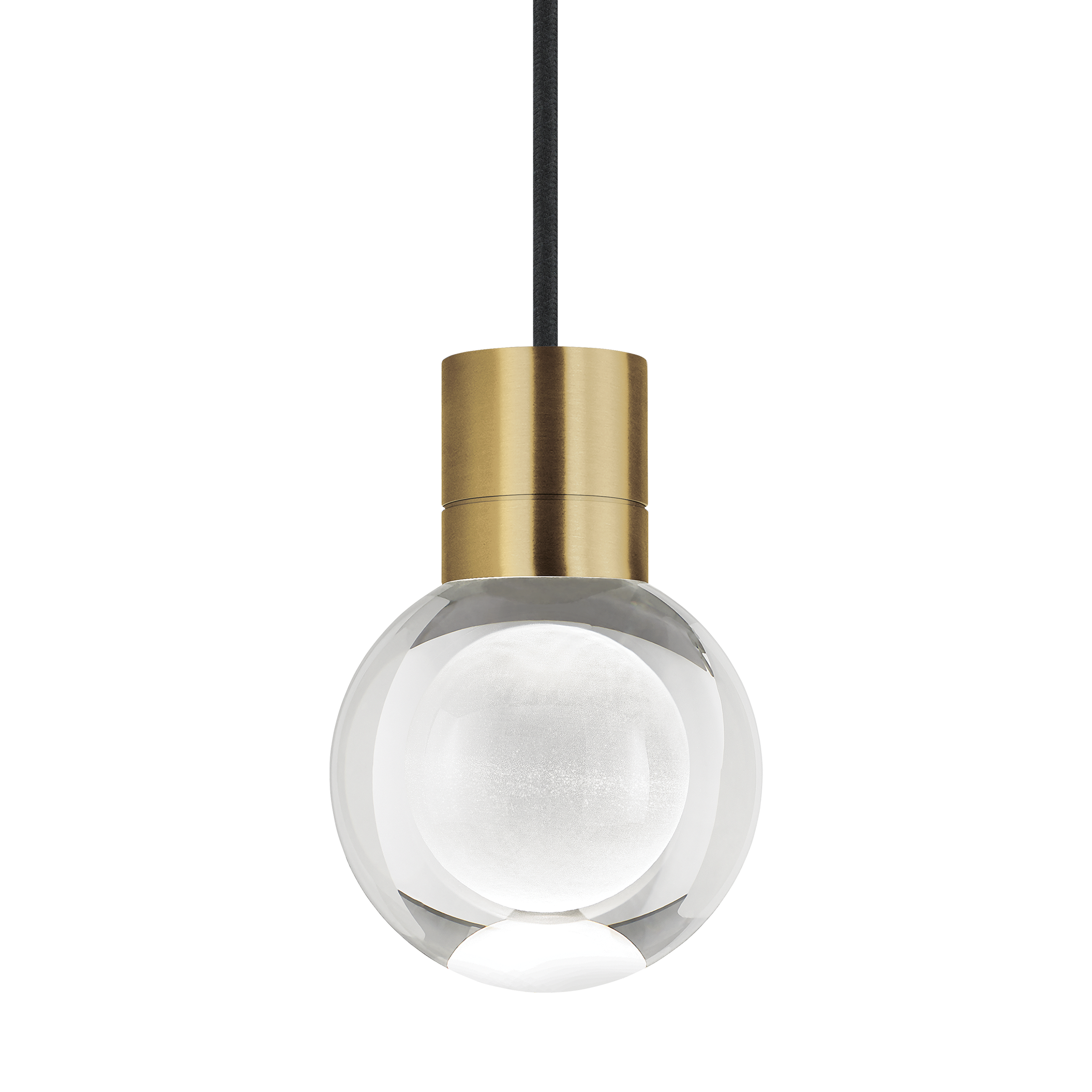 Mina Pendant 1-Light Clear Natural Brass Black Cord LED 90 CRI Warm Color Dimming 3000K-2200K 120V