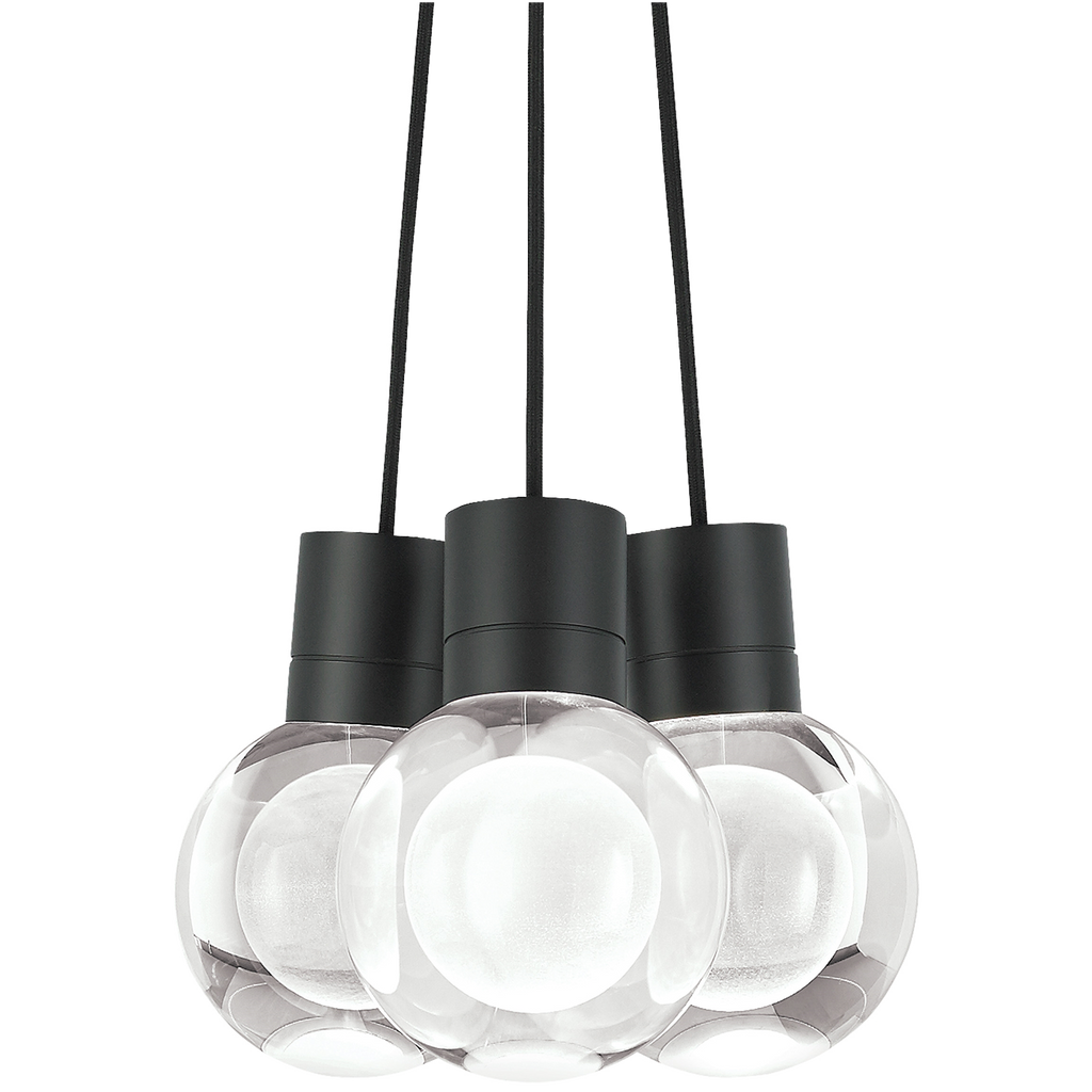 Mina 3-Light Chandelier | Black | Black Cord 3000-2200K