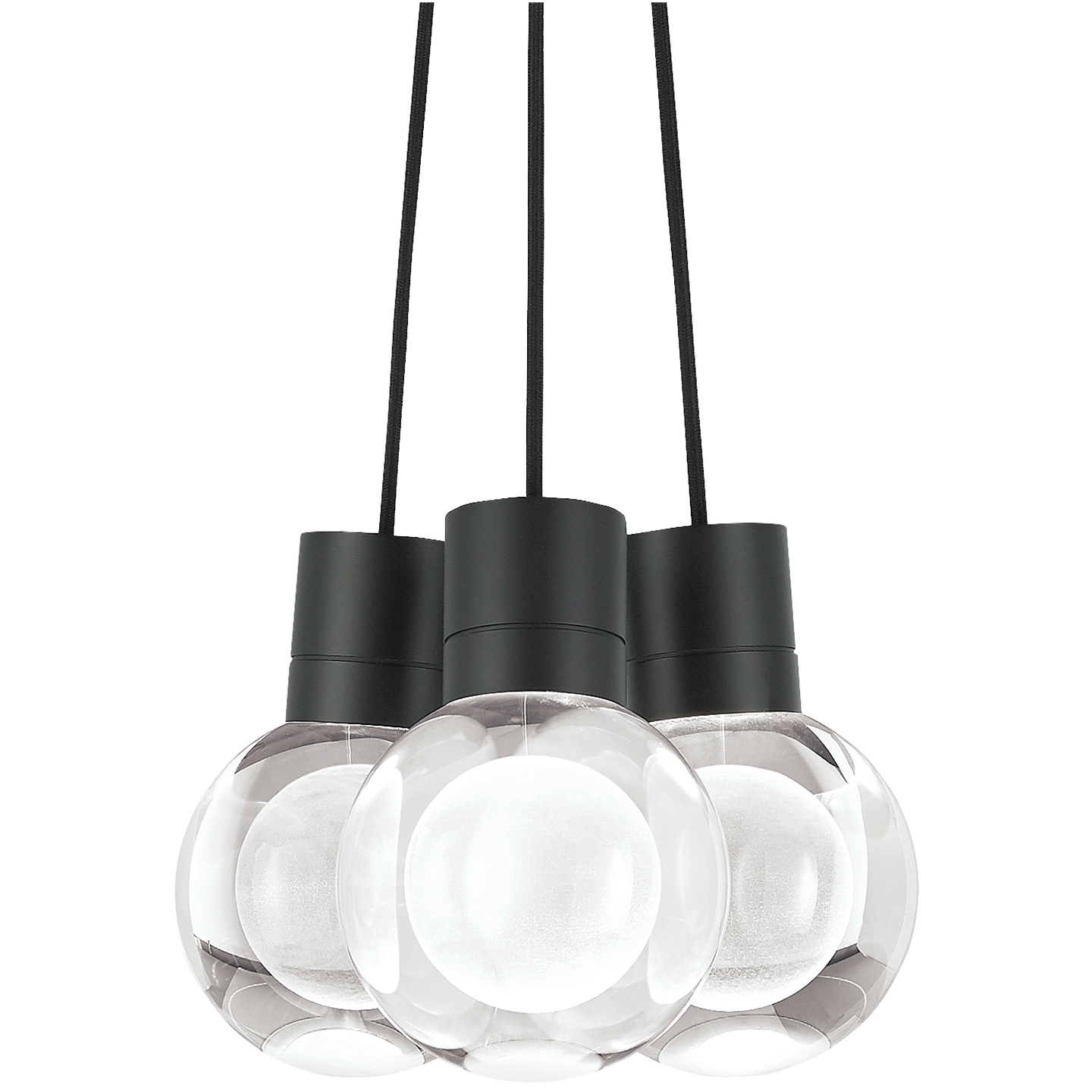 Mina 3-Light Chandelier | Black | Black Cord 3000-2200K