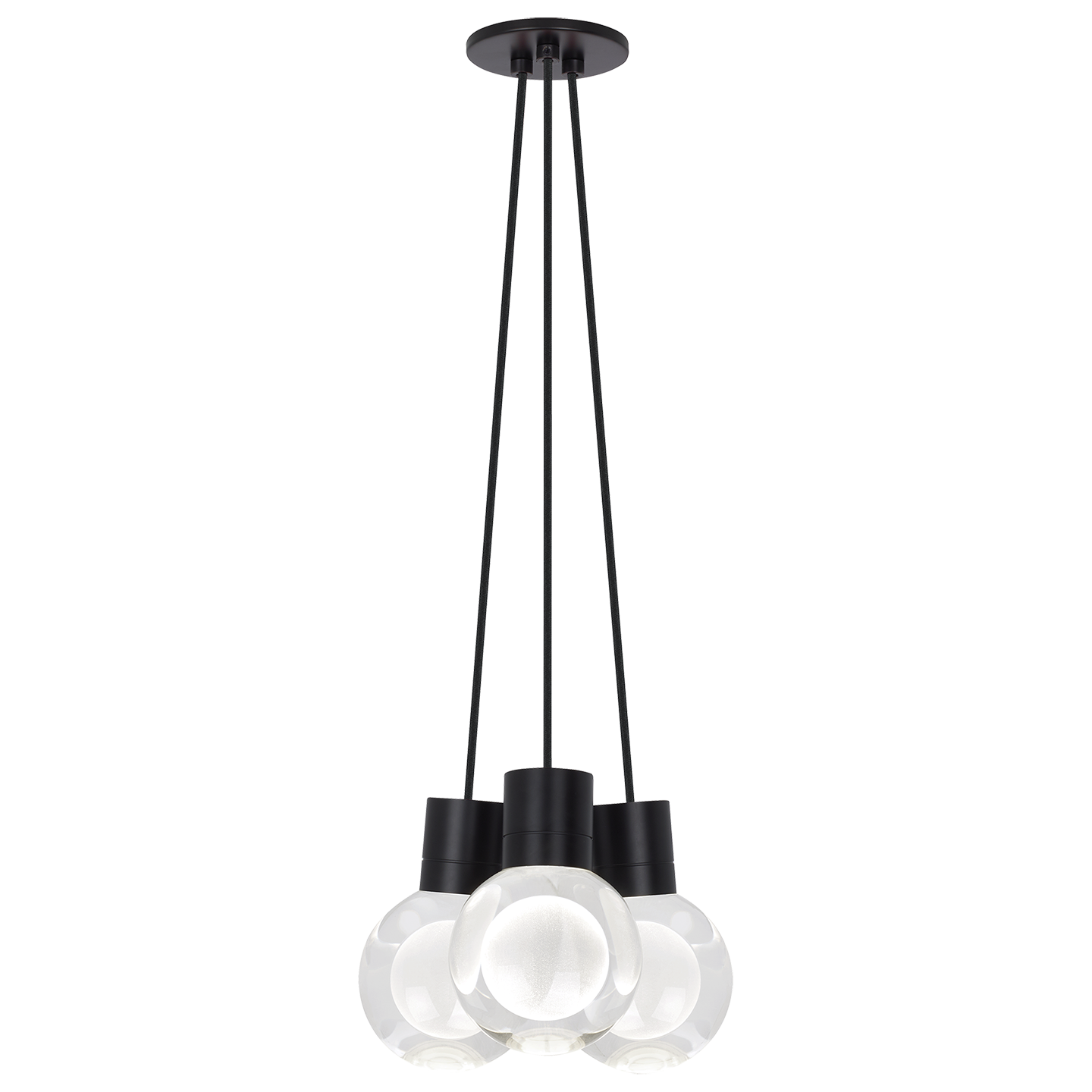 Mina 3-Light Chandelier | Black | Black Cord 3000-2200K