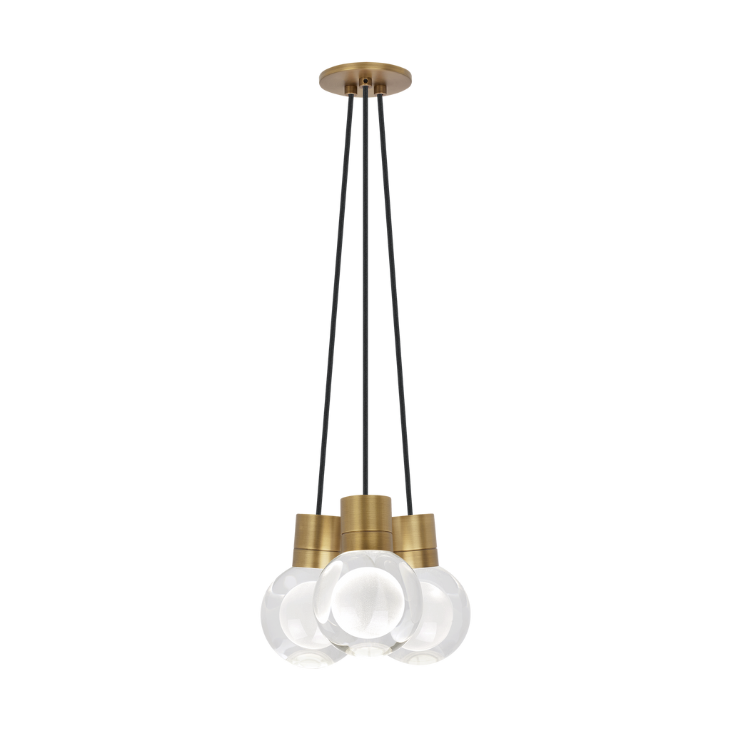 Mina 3-Light Chandelier | Natural Brass | Black Cord 3000-2200K