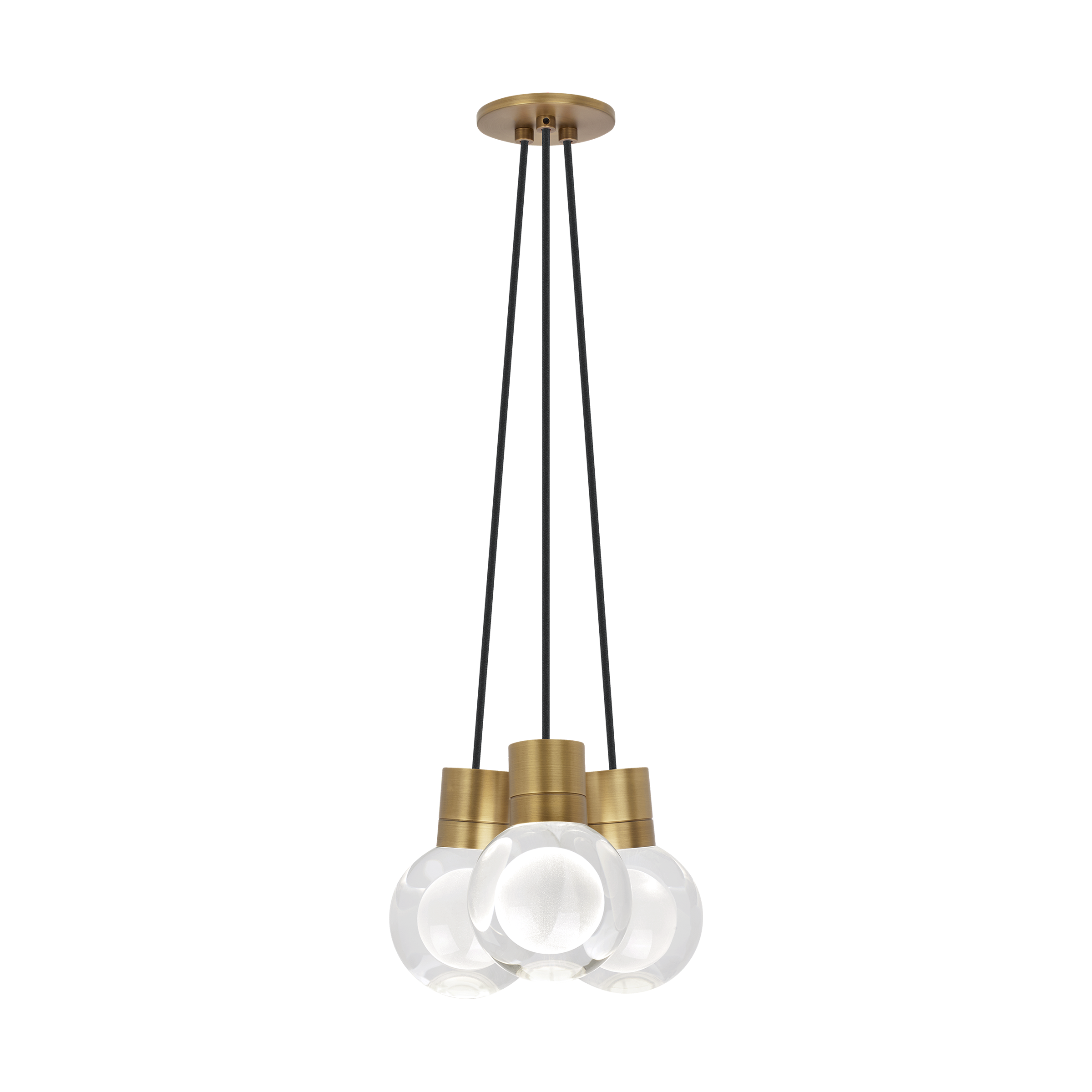 Mina 3-Light Chandelier | Natural Brass | Black Cord 3000-2200K