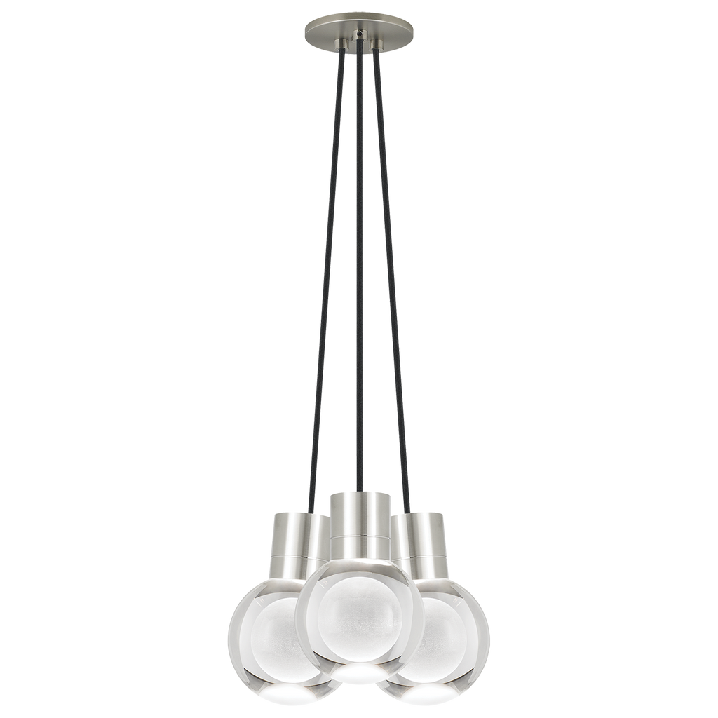 Mina 3-Light Chandelier | Satin Nickel | Black Cord 3000-2200K