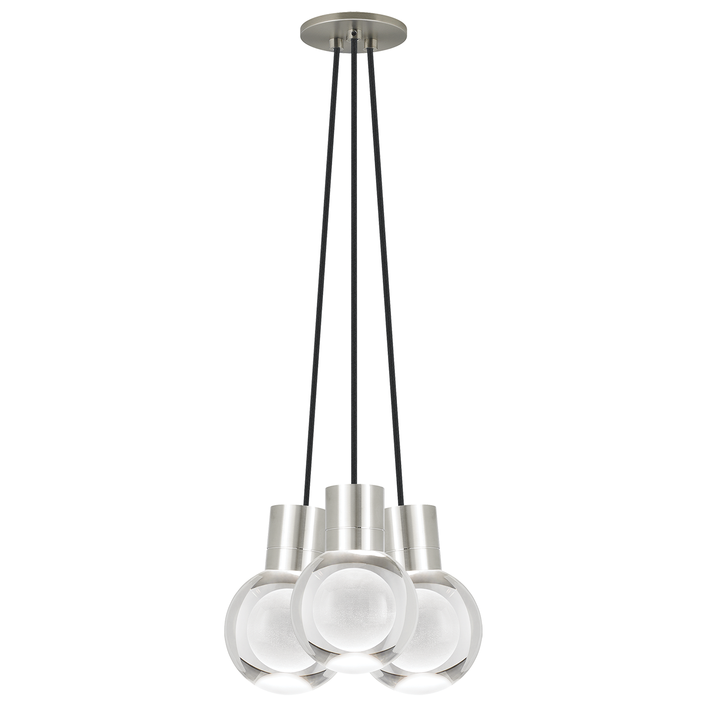 Mina 3-Light Chandelier | Satin Nickel | Black Cord 3000-2200K