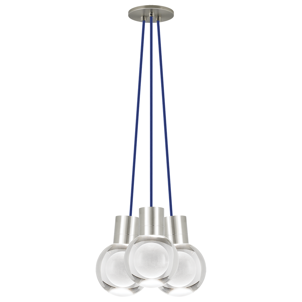 Mina 3-Light Chandelier | Satin Nickel | Blue Cord 3000K