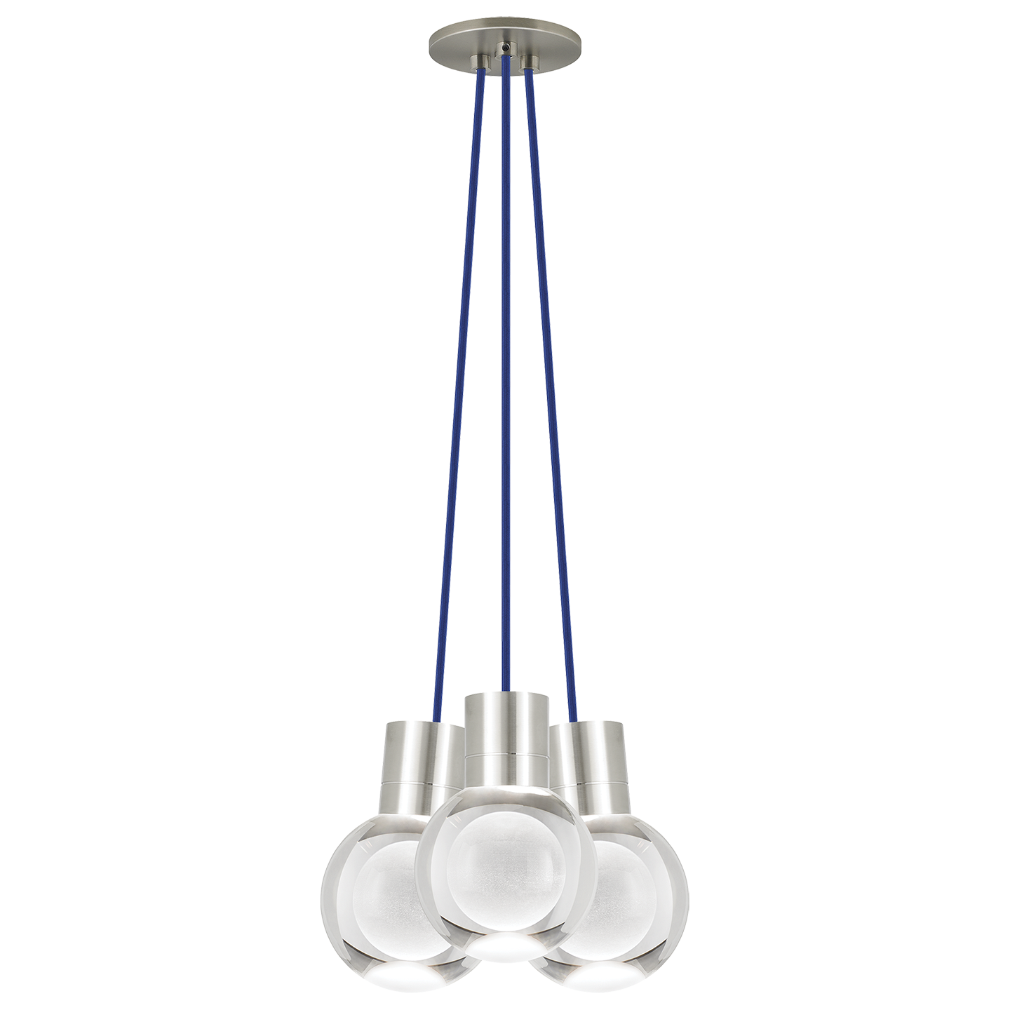 Mina 3-Light Chandelier | Satin Nickel | Blue Cord 3000K
