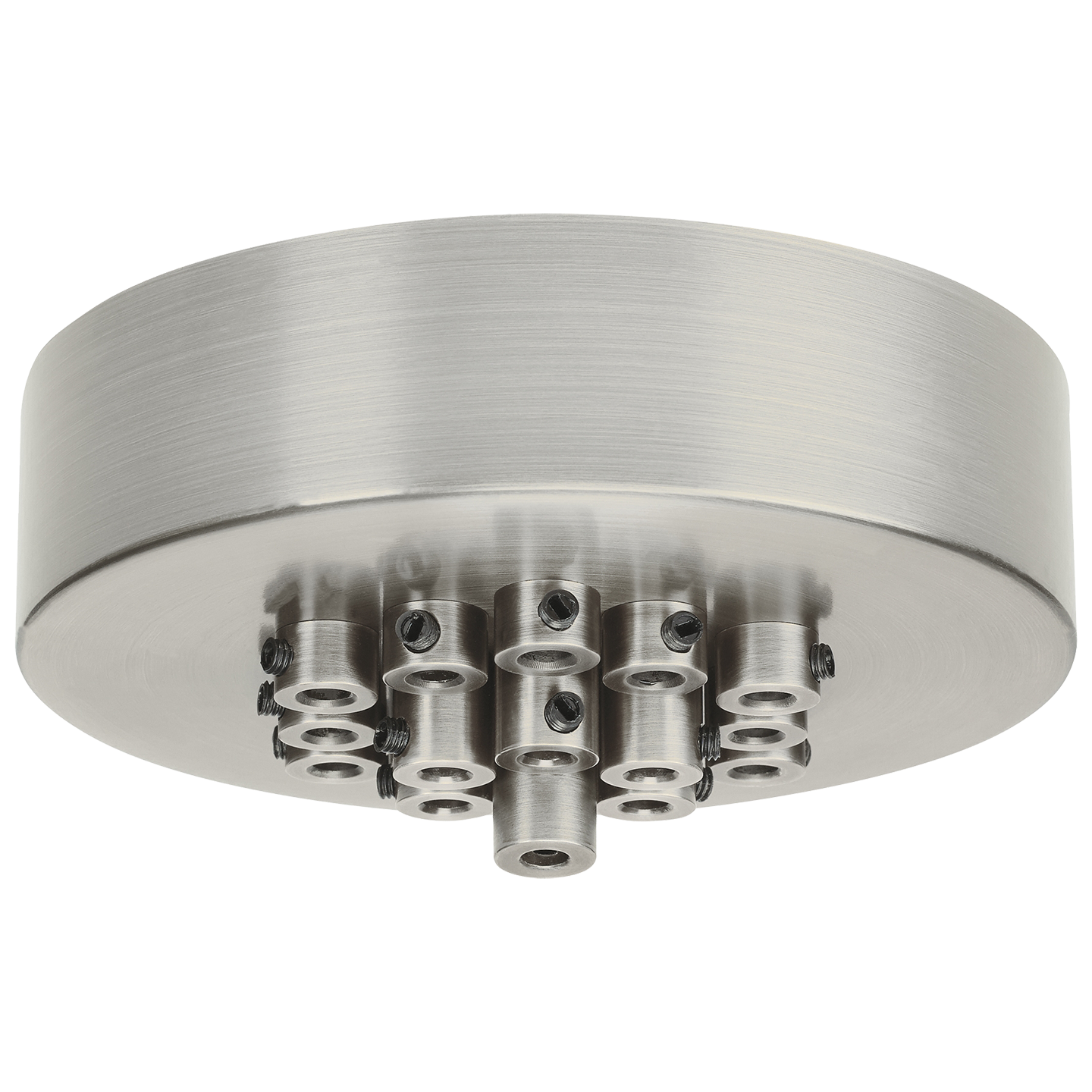 Line-Voltage Mini Canopy 19 Port Round satin nickel