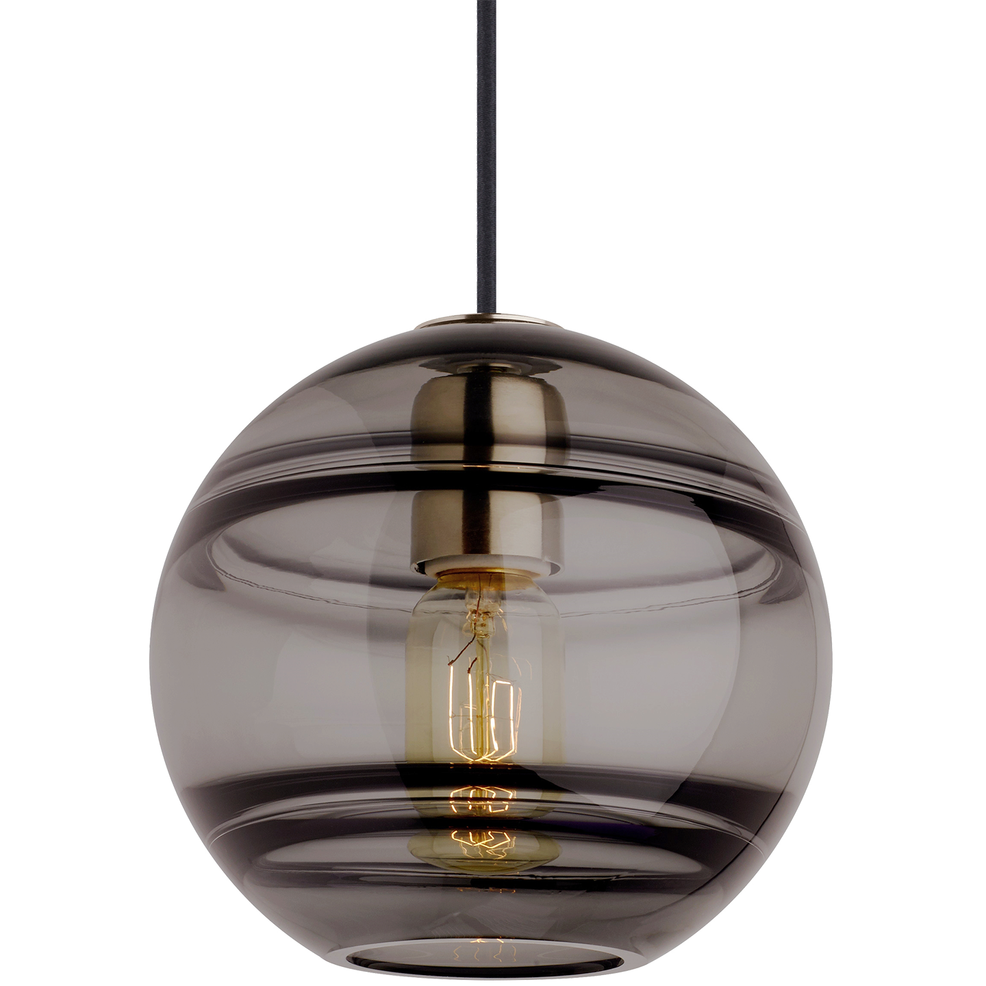 Sedona Medium Pendant Transparent Smoke Satin Nickel T14 LED 90 CRI 2700K 120V