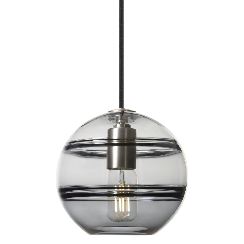 Sedona Medium Pendant Transparent Smoke Satin Nickel T14 LED 90 CRI 2700K 120V