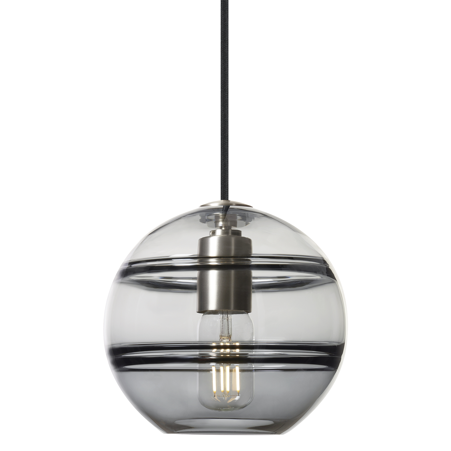 Sedona Medium Pendant Transparent Smoke Satin Nickel T14 LED 90 CRI 2700K 120V