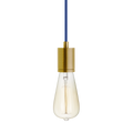 SoCo Pendant Modern Socket Blue Cord natural brass