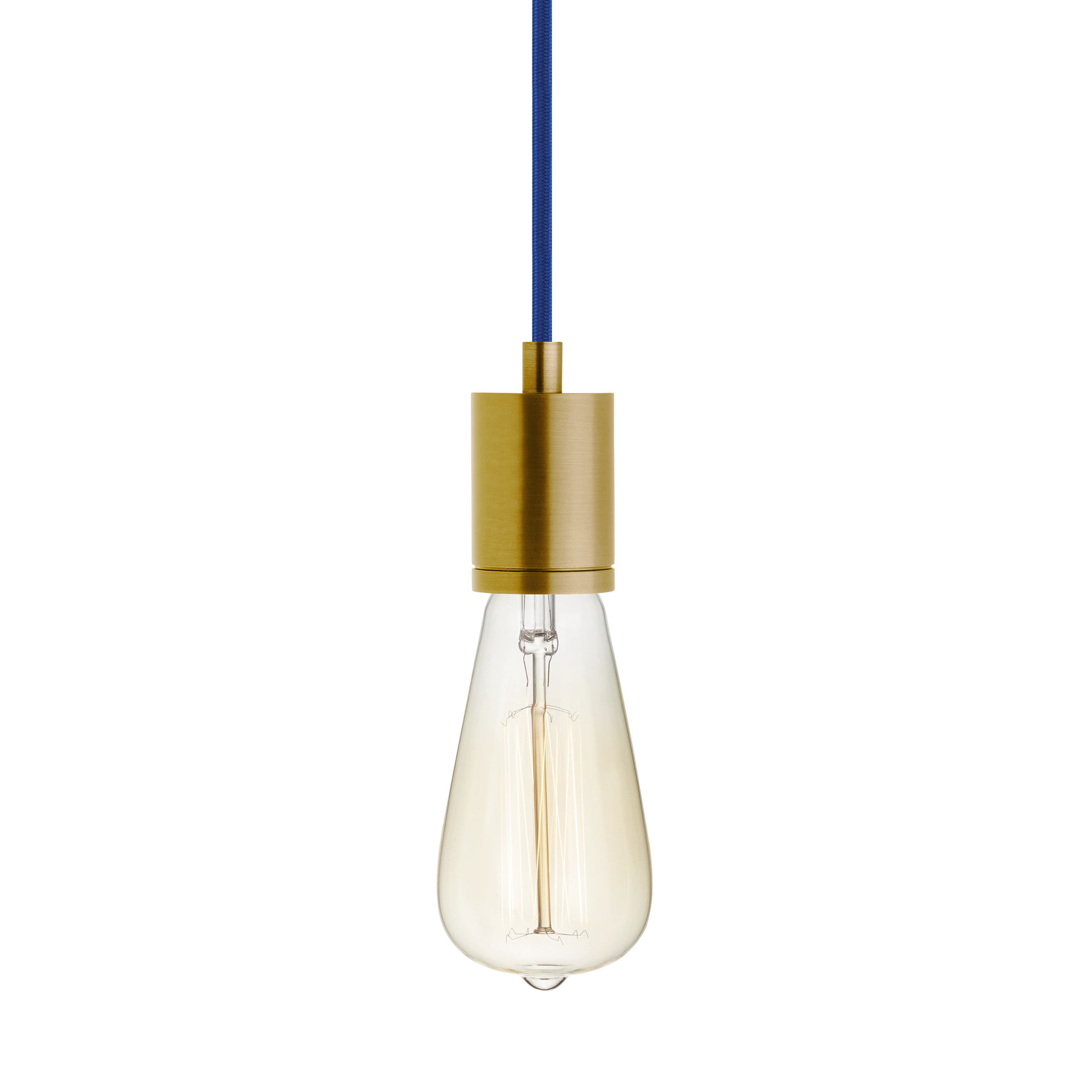 SoCo Pendant Modern Socket Blue Cord natural brass