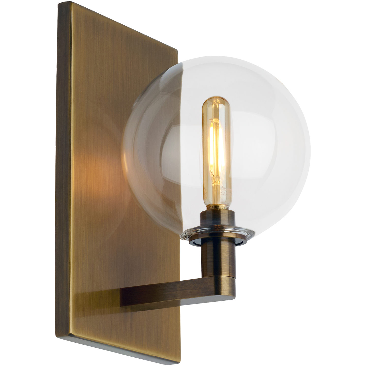Gambit Single Wall Single Clear Aged Brass 2700K 90 CRI led t6 90 cri 2700k 120v (t20/t24)