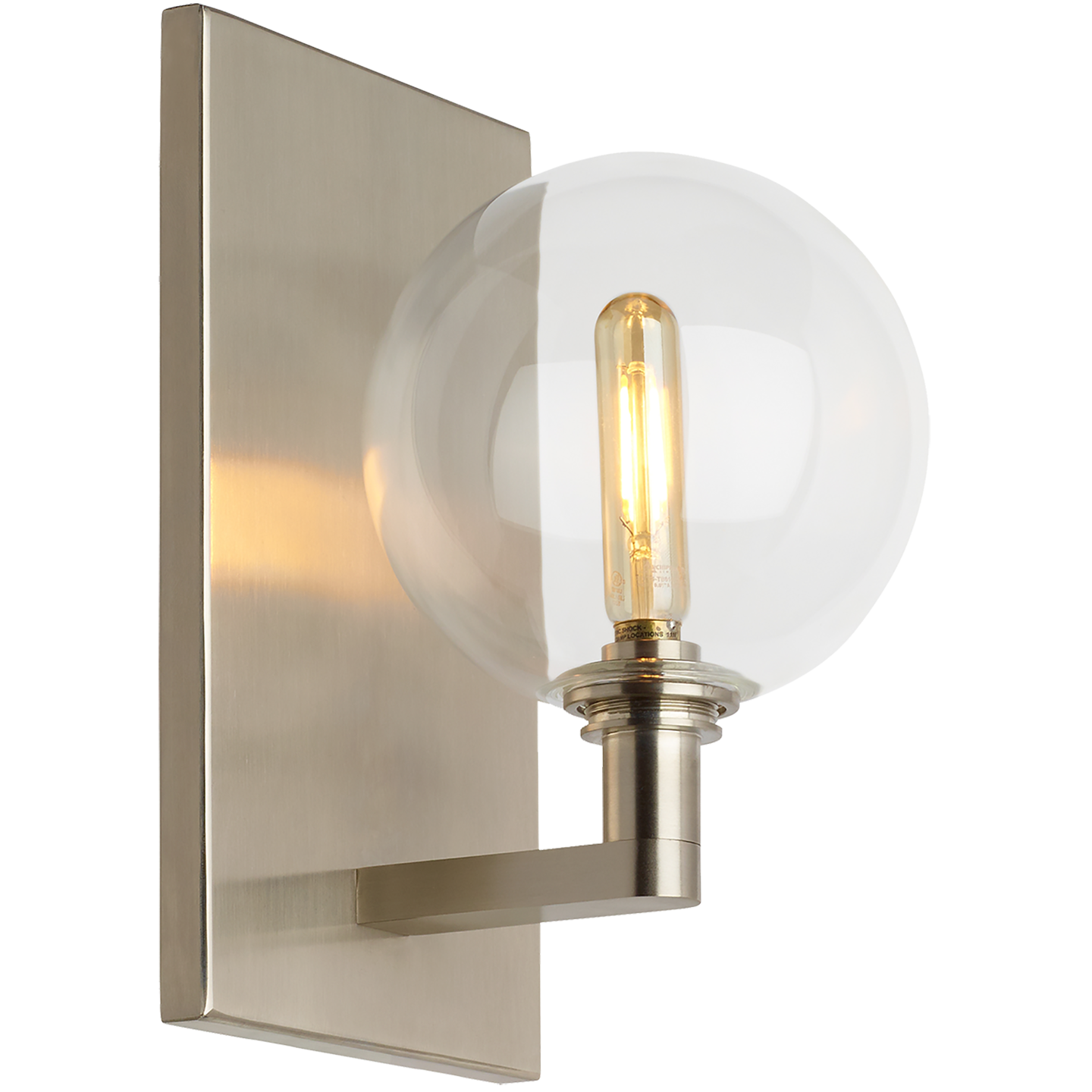 Gambit Single Wall Single Clear Satin Nickel Bulb Not Included