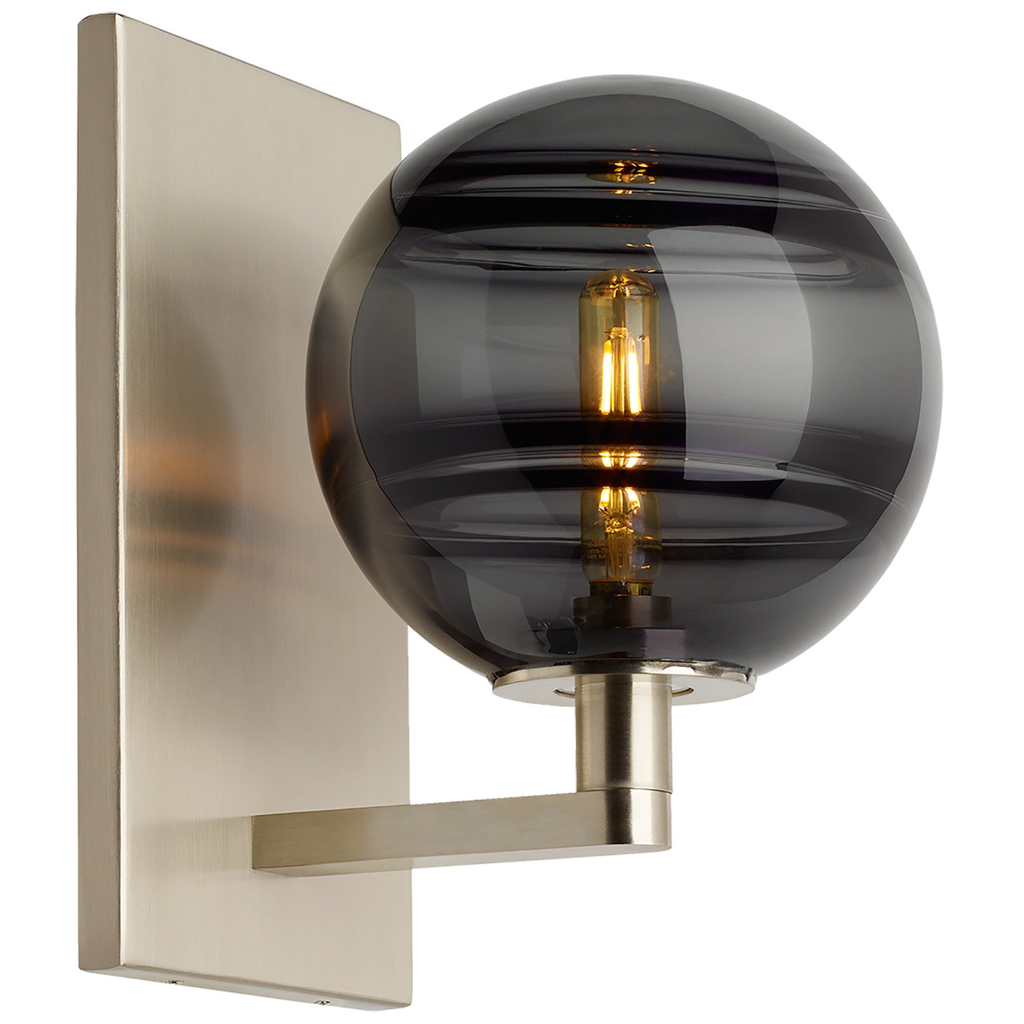 Sedona Wall Transparent Smoke Satin Nickel Bulb Not Included