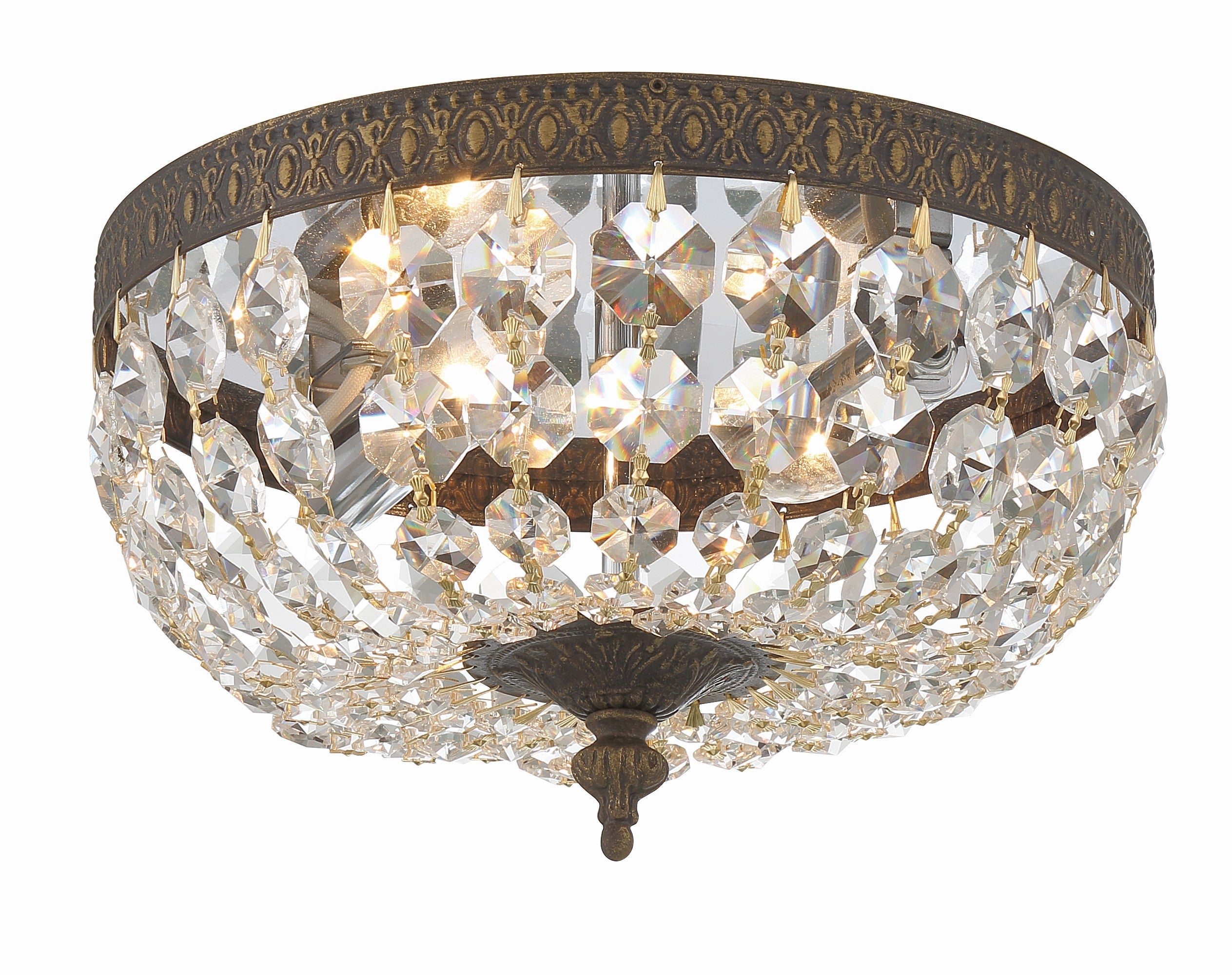 Waltham 10'' Swarovski Spectra Crystal English Bronze Flush Mount