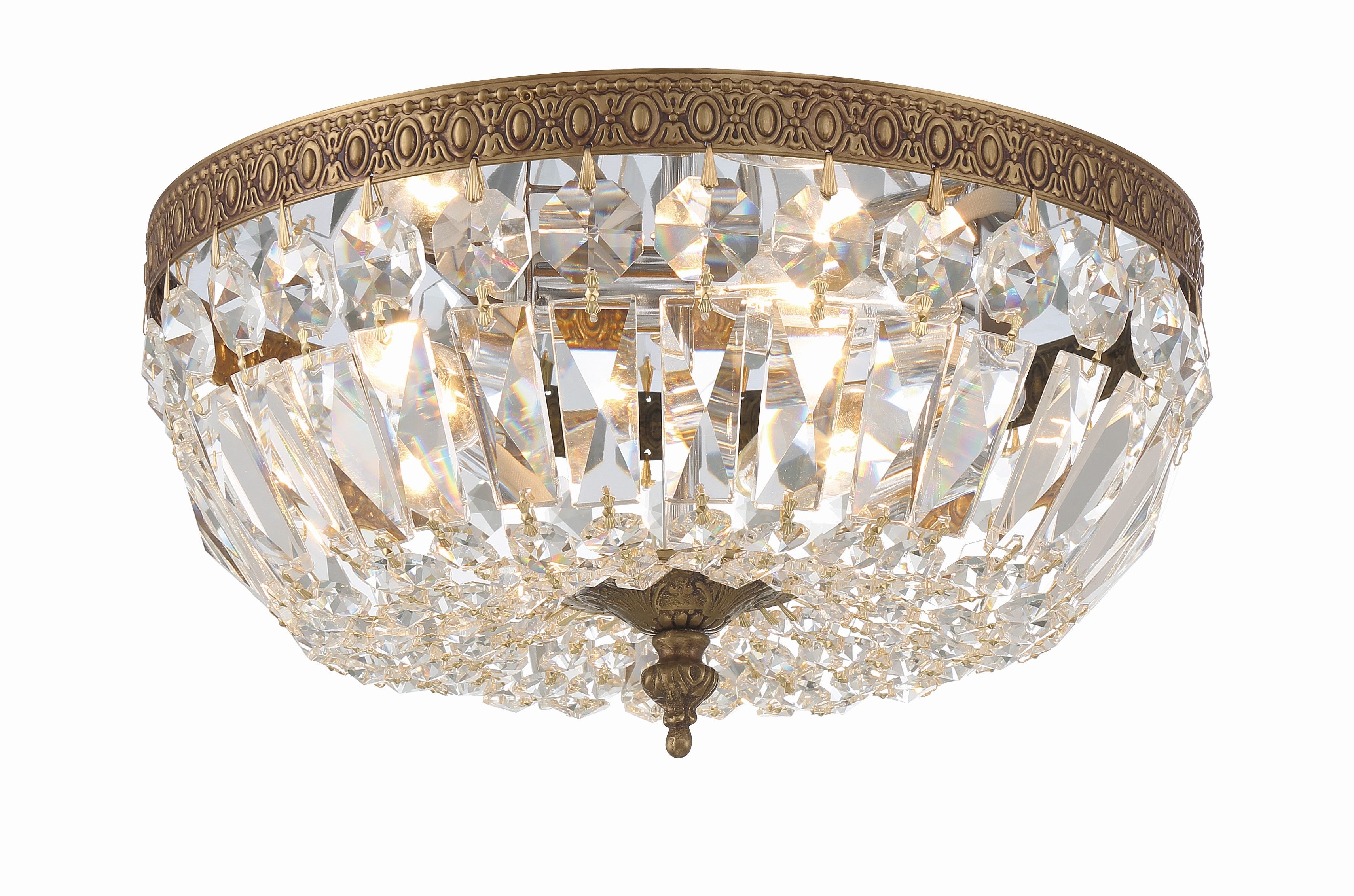 Waltham 12'' Swarovski Spectra Crystal Olde Brass Flush Mount