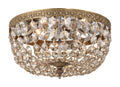 Waltham 12'' Golden Teak Hand Cut Crystal Olde Brass Flush Mount