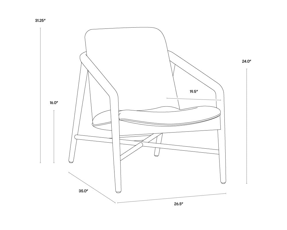 Cinelli Lounge Chair - Distressed Brown - Brentwood Charcoal Leather