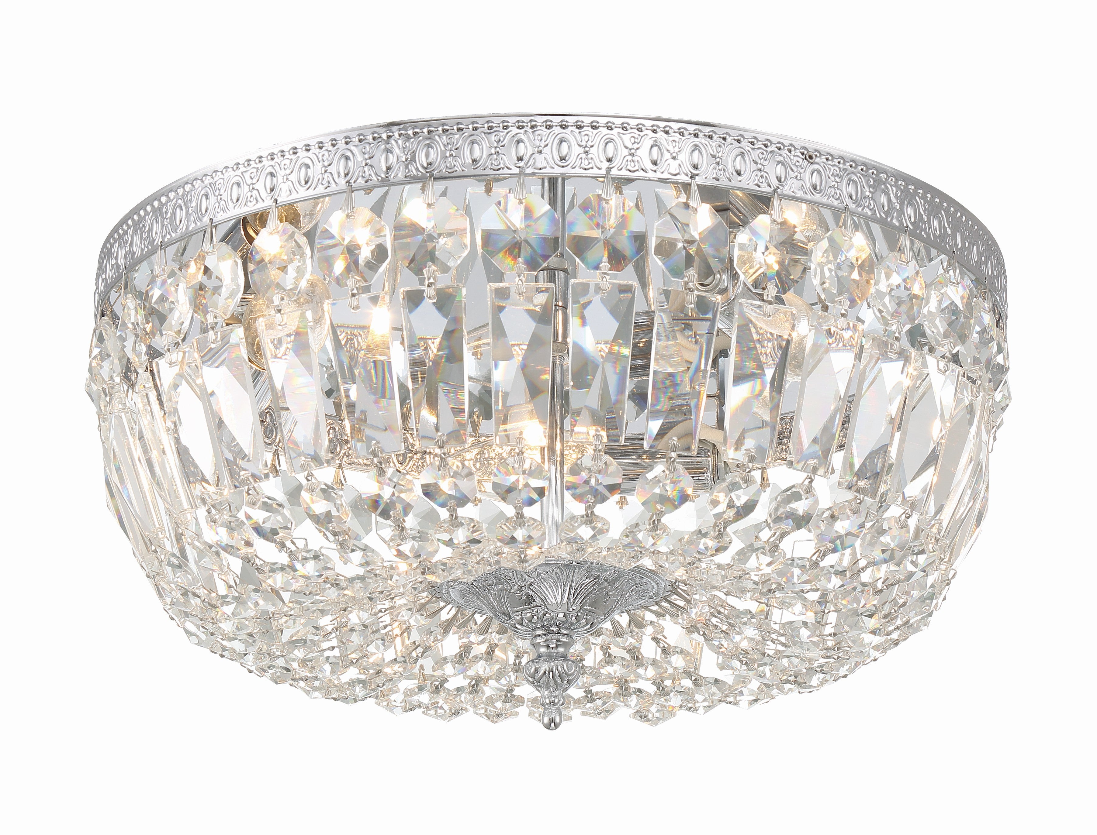 Waltham 14'' Clear Hand Cut Polished Chrome Flush Mount