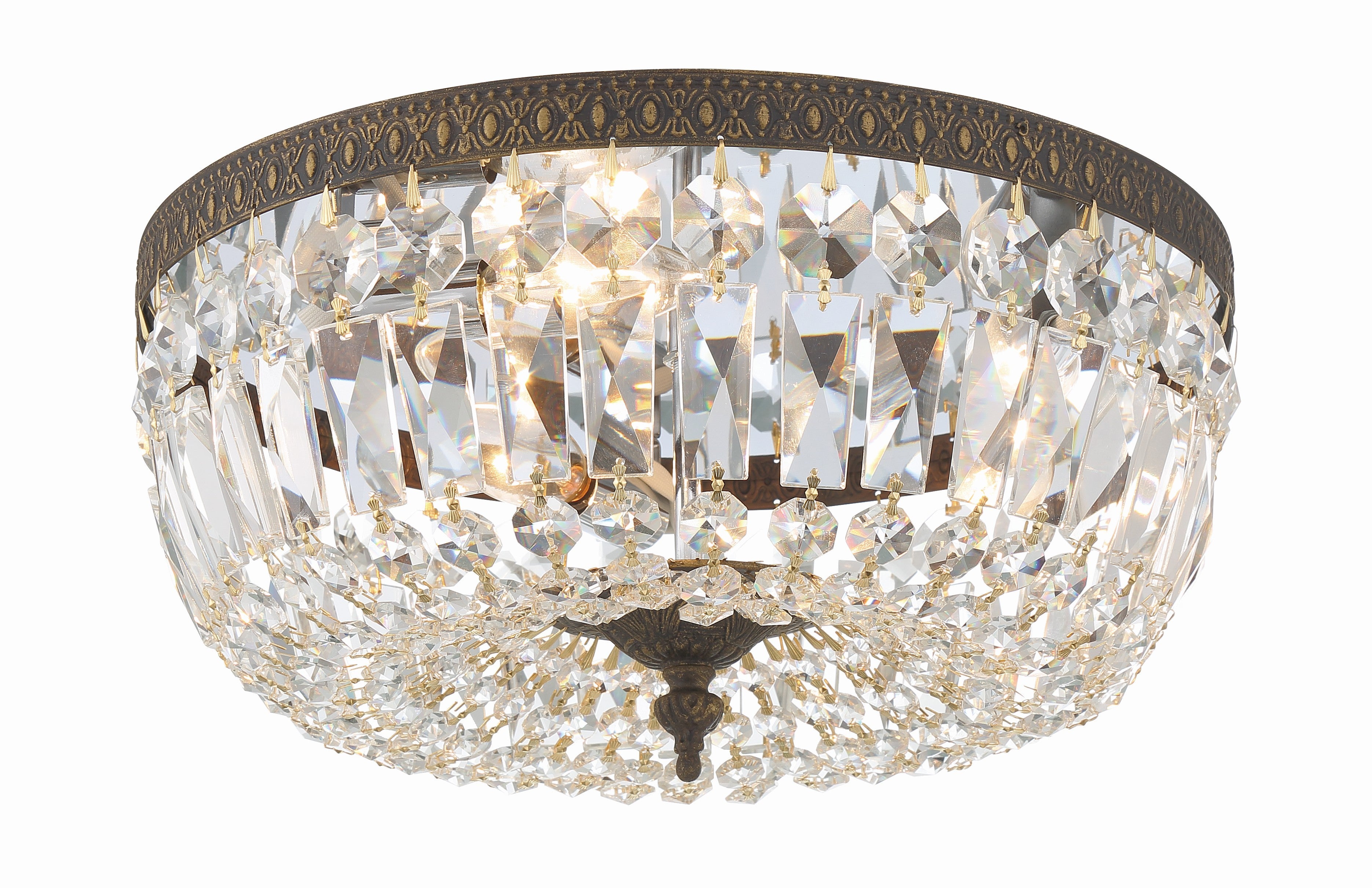 Waltham 14'' Clear Hand Cut English Bronze Flush Mount