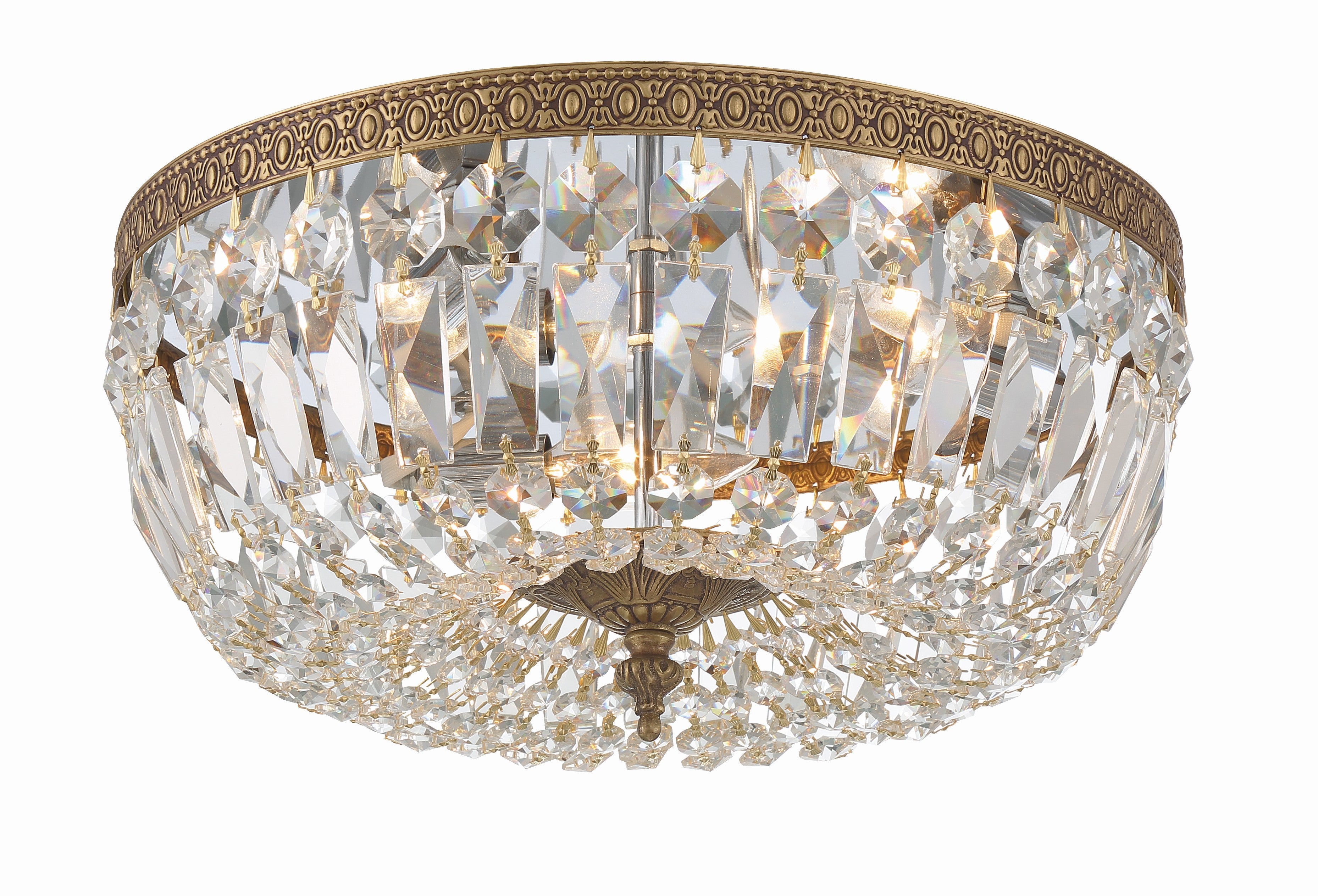 Waltham 14'' Swarovski Spectra Crystal Olde Brass Flush Mount