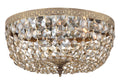 Waltham 14'' Golden Teak Hand Cut Crystal Olde Brass Flush Mount