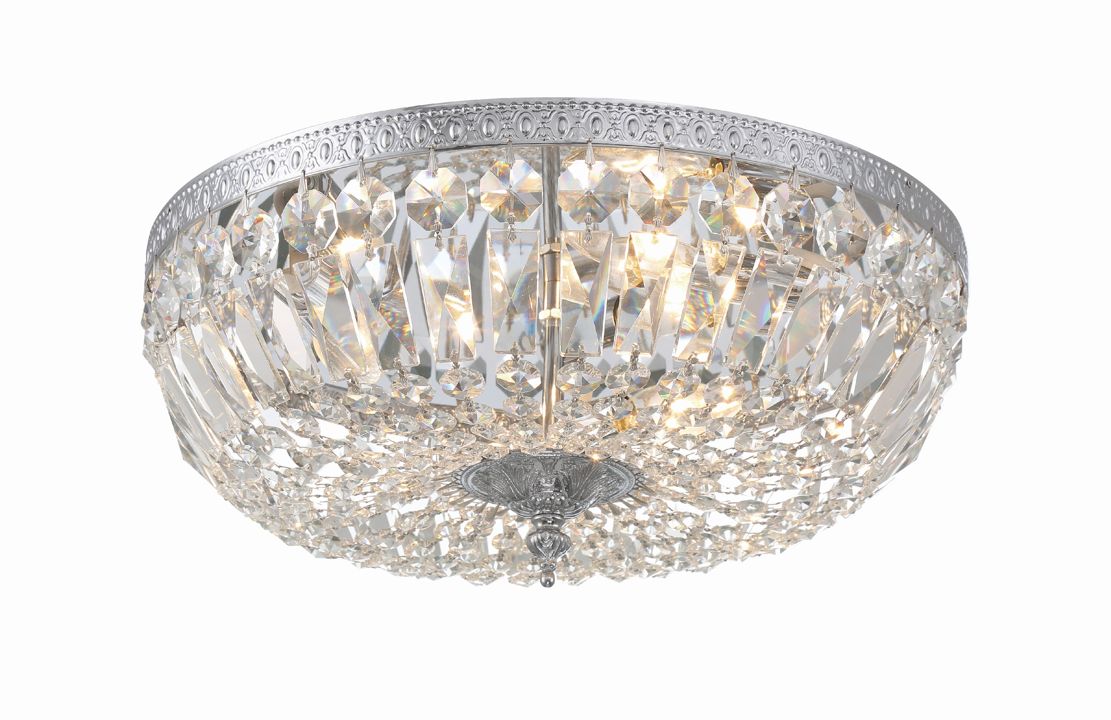 Waltham 16'' Clear Hand Cut Polished Chrome Flush Mount