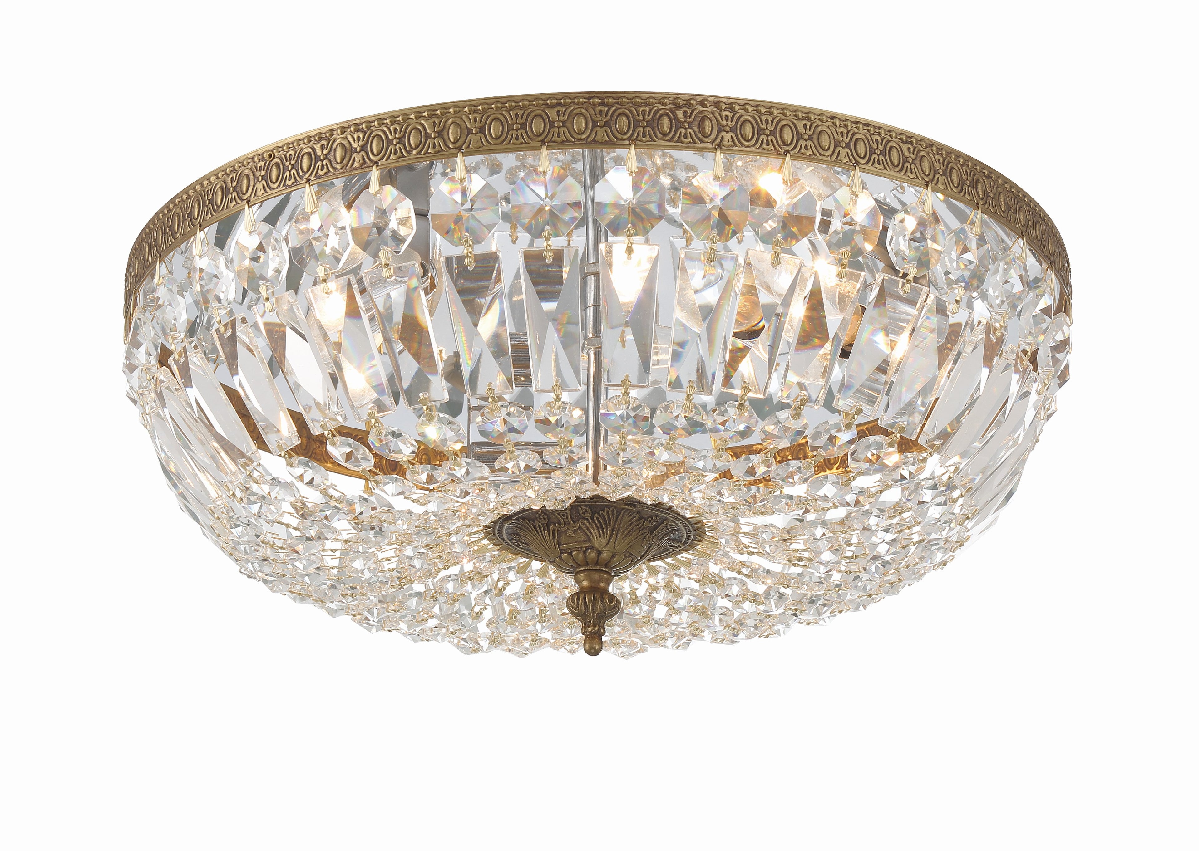 Waltham 16'' Clear Hand Cut Olde Brass Flush Mount